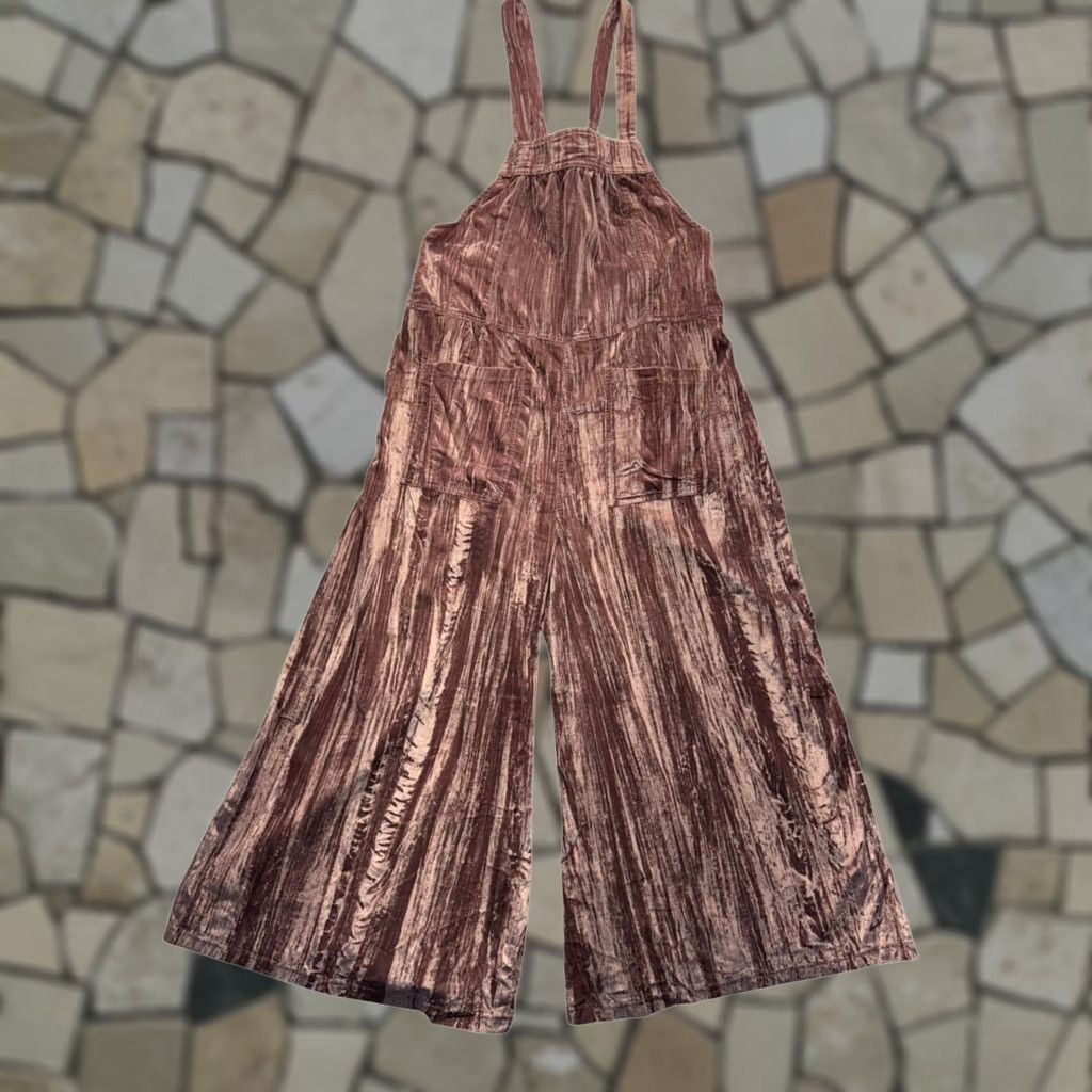 Vintage Natural Life Velvet Overalls Brown Size S Womens One-Piece Pockets Wide-Leg Size 28" / US 6 / IT 42 - 1 Thumbnail