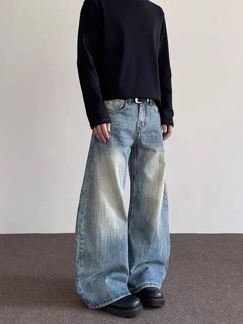 Japanese Brand VIBE Vintage curved knife washed baggy banana shaped jeans Size US 34 / EU 50 - 6 Thumbnail