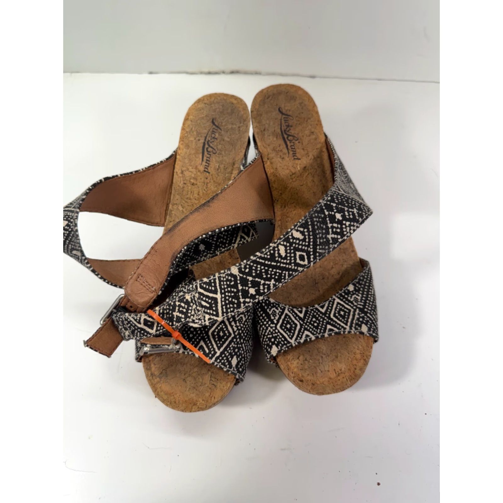 Lucky Brand Lucky Brand Moran Wedge Sandals Womens 8.5M Brown Black Crossover Ankle Strap Vintage: No Mens Womens Boy? Size US 7 / IT 37 - 5 Thumbnail