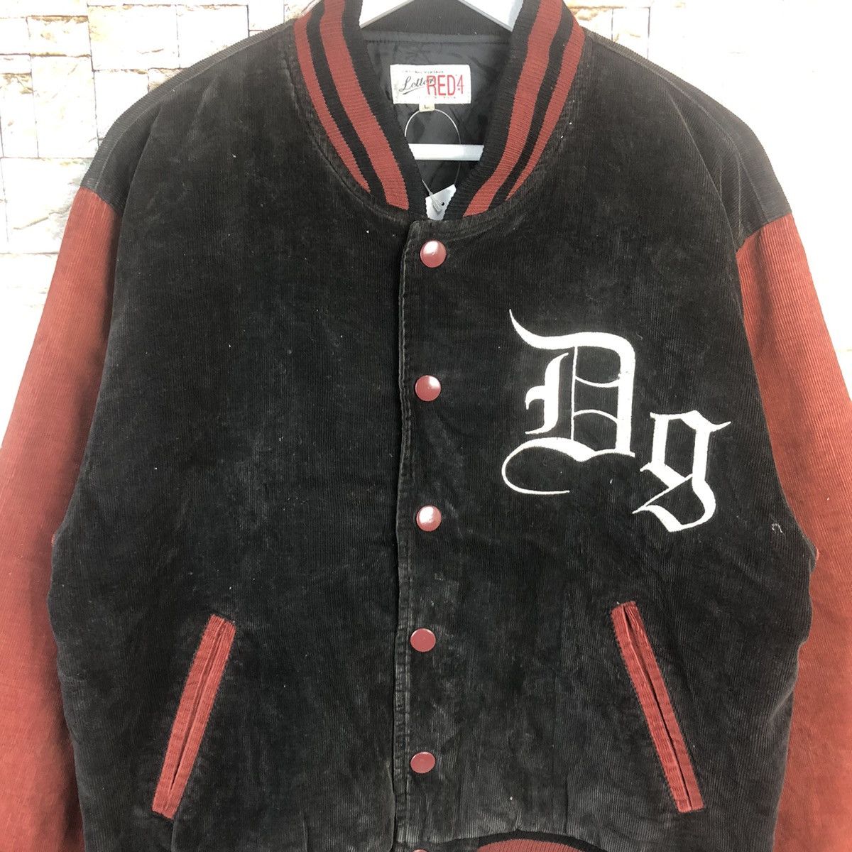 Japanese Brand DL Letter Red 4 Black/Maroon Bomber varsity Jacket #A4 Size US L / EU 52-54 / 3 - 5 Thumbnail
