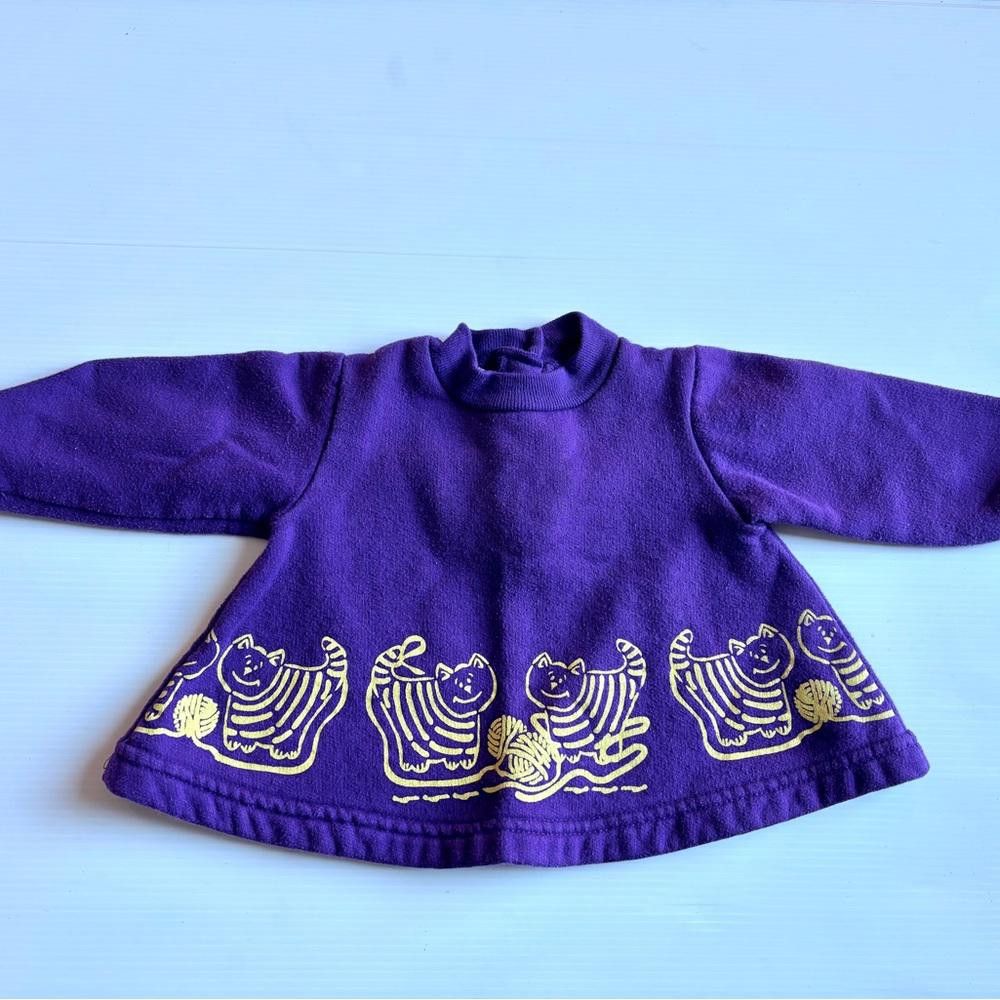 Designer Vintage Purple Sweater with Cat Design Size US XXS / EU 40 - 1 Thumbnail