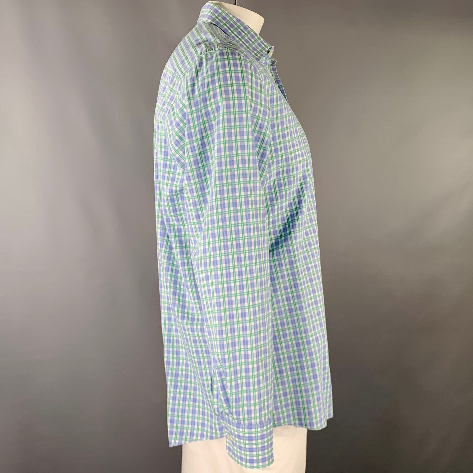 Hugo Boss Size L Blue White Green Checkered Long Sleeve Shirt Size US L / EU 52-54 / 3 - 3 Thumbnail
