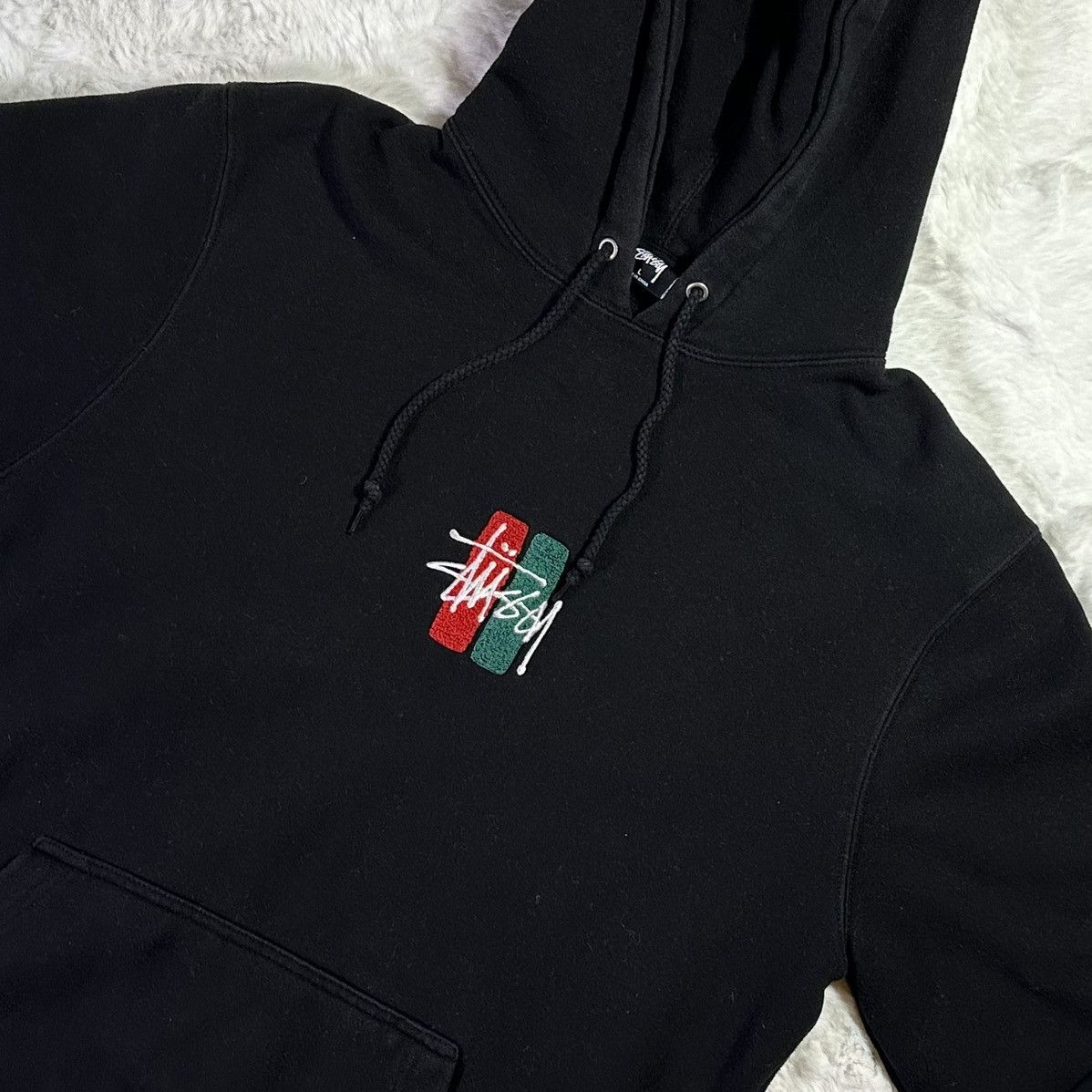 image of Stussy Appliqué Bar Hoodie in Black, Men's (Size Large)