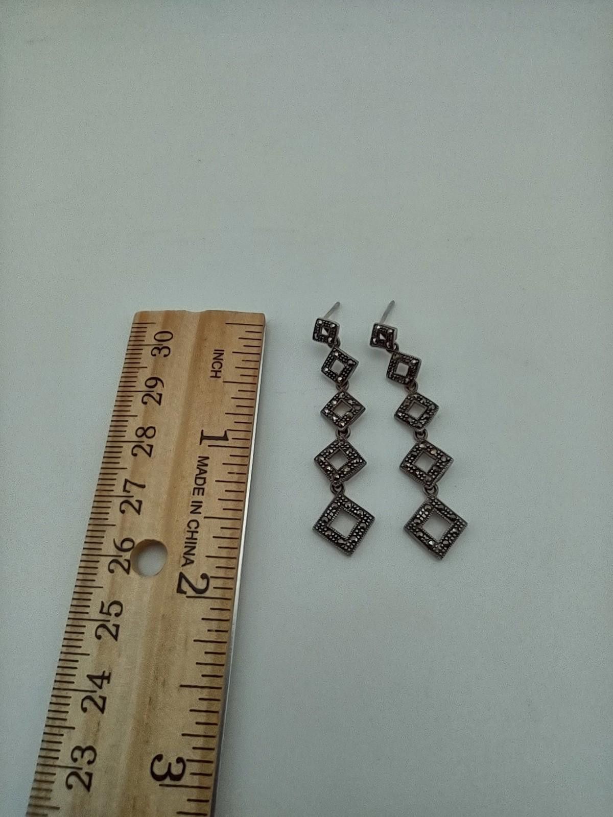 The Unbranded Brand Art Deco Sterling Silver Geometric Dangle Earrings Size ONE SIZE - 5 Thumbnail