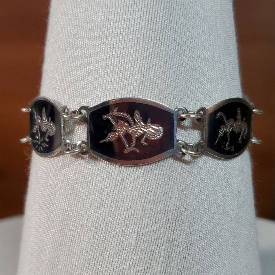Other Siam 6.75" Bracelet Sterling Silver 925 Panel Link Thailand Size ONE SIZE - 5 Thumbnail