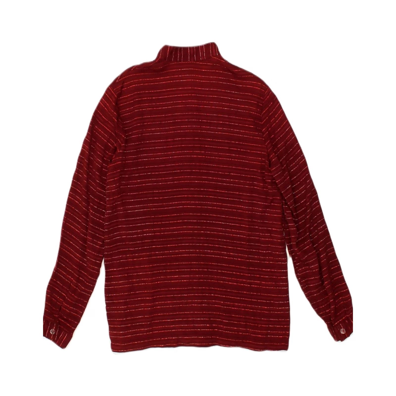 Vintage VINTAGE Womens Shirt IT 42 Medium Red Striped Cotton Size M / US 6-8 / IT 42-44 - 2 Thumbnail