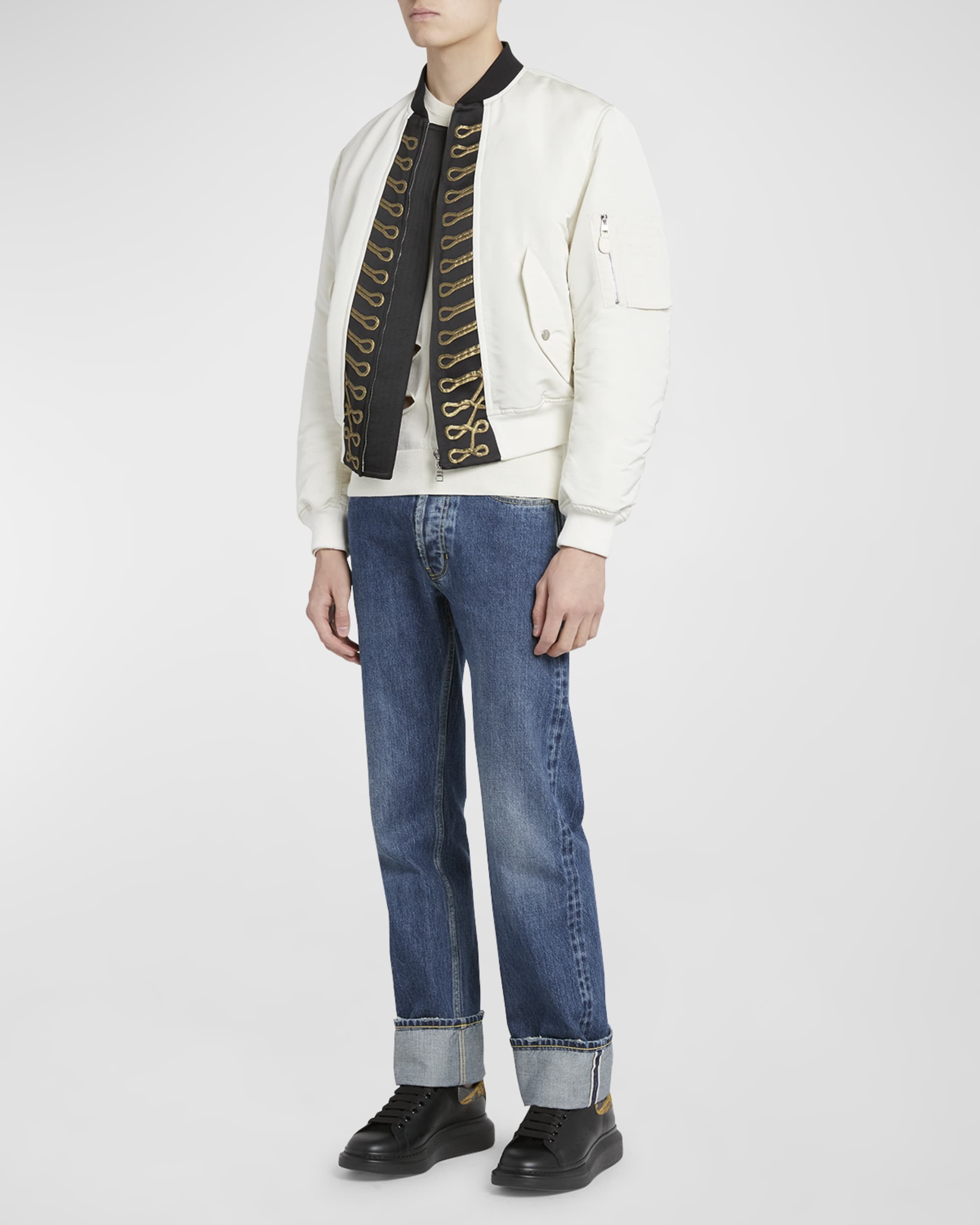 Alexander McQueen o1w1db10725 Trompe-l'œil Bomber Jacket in Bone/Black Size US M / EU 48-50 / 2 - 2 Thumbnail