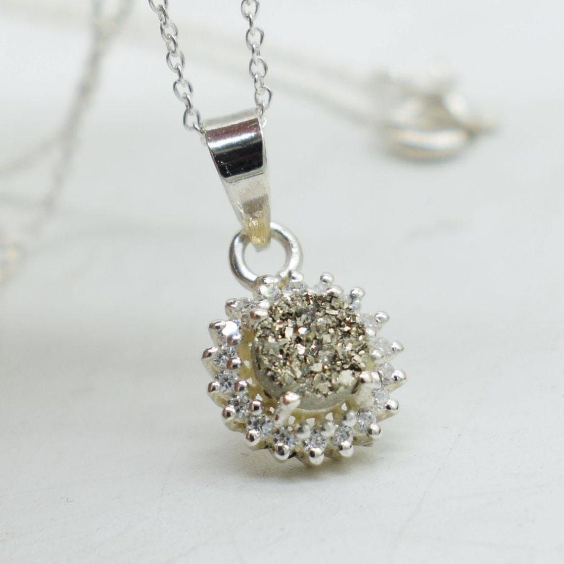 Handmade Pyrite Gemstone 925 K Silver Pendant Necklace - 18 Inch Size ONE SIZE - 7 Thumbnail