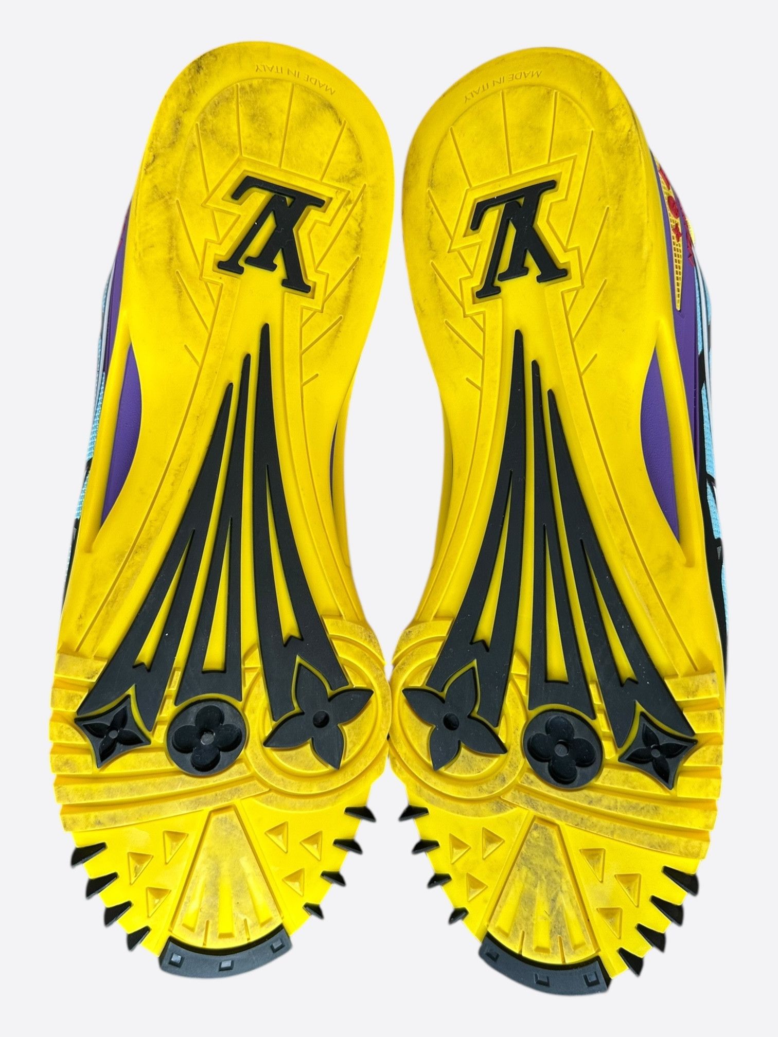 Louis Vuitton Louis Vuitton Yellow & Blue Sprint Sneakers Size US 9.5 / EU 42-43 - 7 Thumbnail
