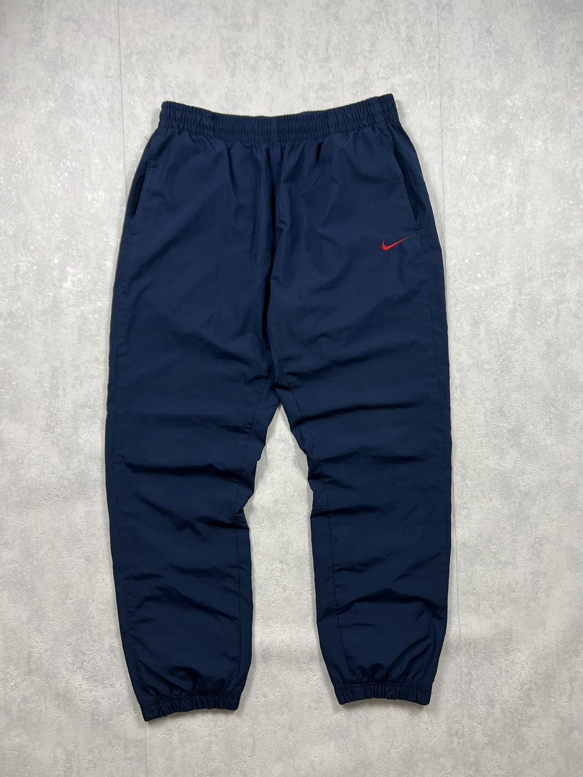 Nike 00's NIKE RED SWOOSH LOGO RETRO BAGGY TRACK PANTS Y2K Size US 34 / EU 50 - 1 Thumbnail