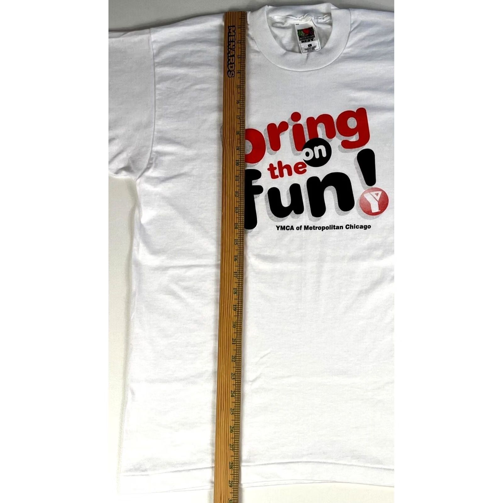 Fruit Of The Loom VINTAGE YMCA of Metropolitan Chicago T-Shirt Fruit of the Loom Best Sz L Unisex Adults White Short Sleeve Crew Neck NOS New Old Stock Size US L / EU 52-54 / 3 - 6 Thumbnail