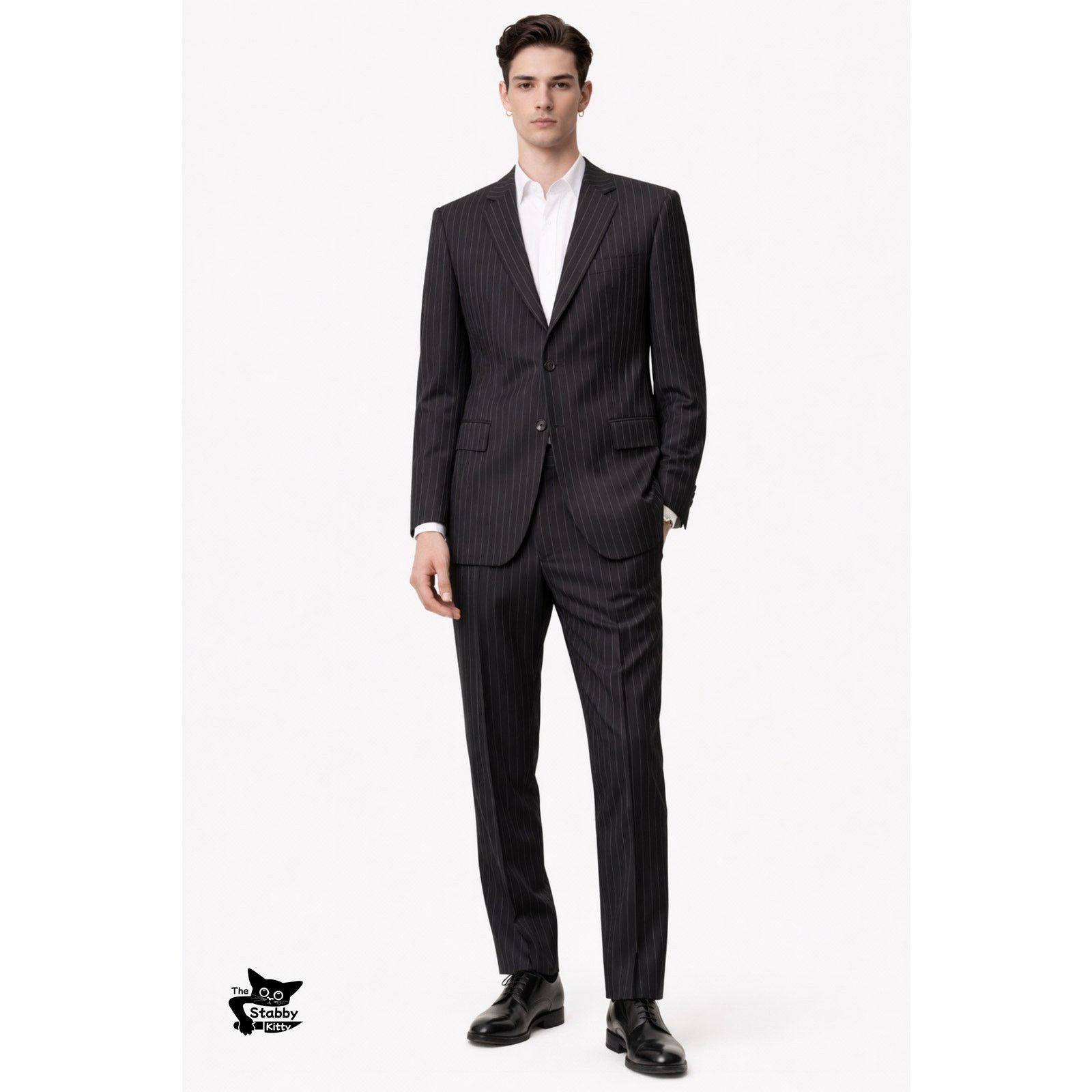 Hugo Boss Hugo Boss Black Pinstripe Wool Mohair 2 Pc Suit Men’s 46R Size 46R - 4 Thumbnail