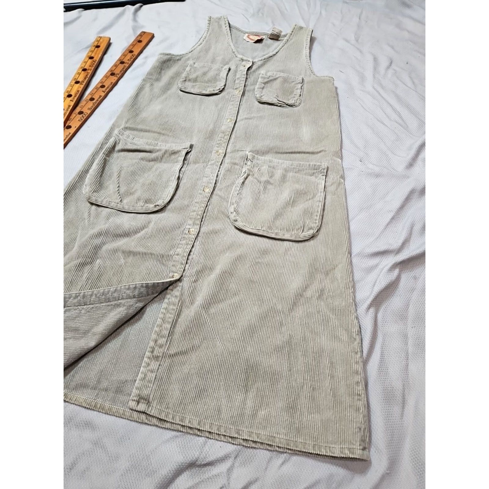 Banana Republic VINTAGE Banana Republic Dress Womens Medium 12 Beige Corduroy 80s Safari Tag Dress Size XL / US 12-14 / IT 48-50 - 6 Thumbnail