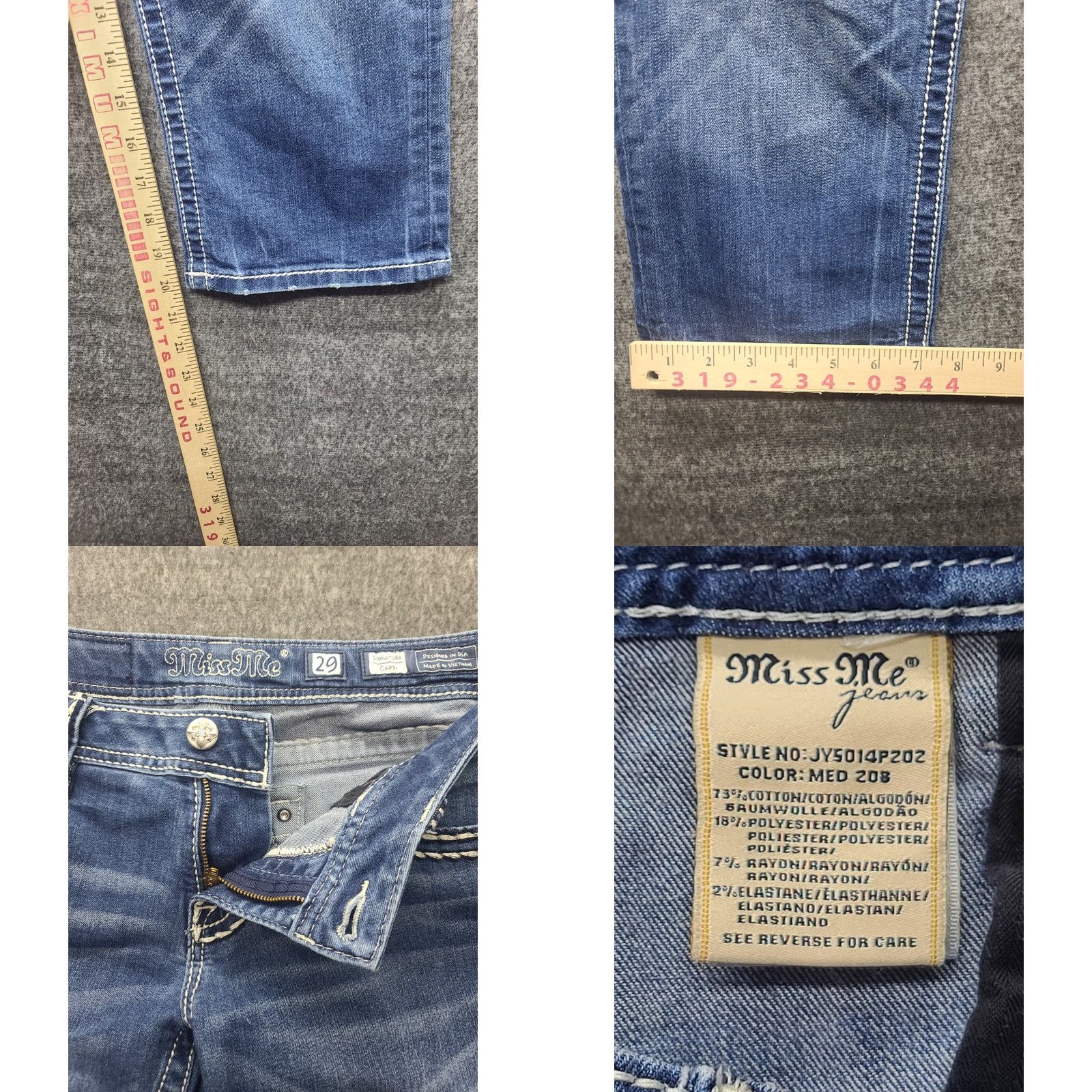 Miss Me Miss Me Jeans Capri Womens 29 Regular Mid Rise Embellished Rhinestone Embroidered Denim Blue Cowgirlcore Size ONE SIZE - 8 Thumbnail