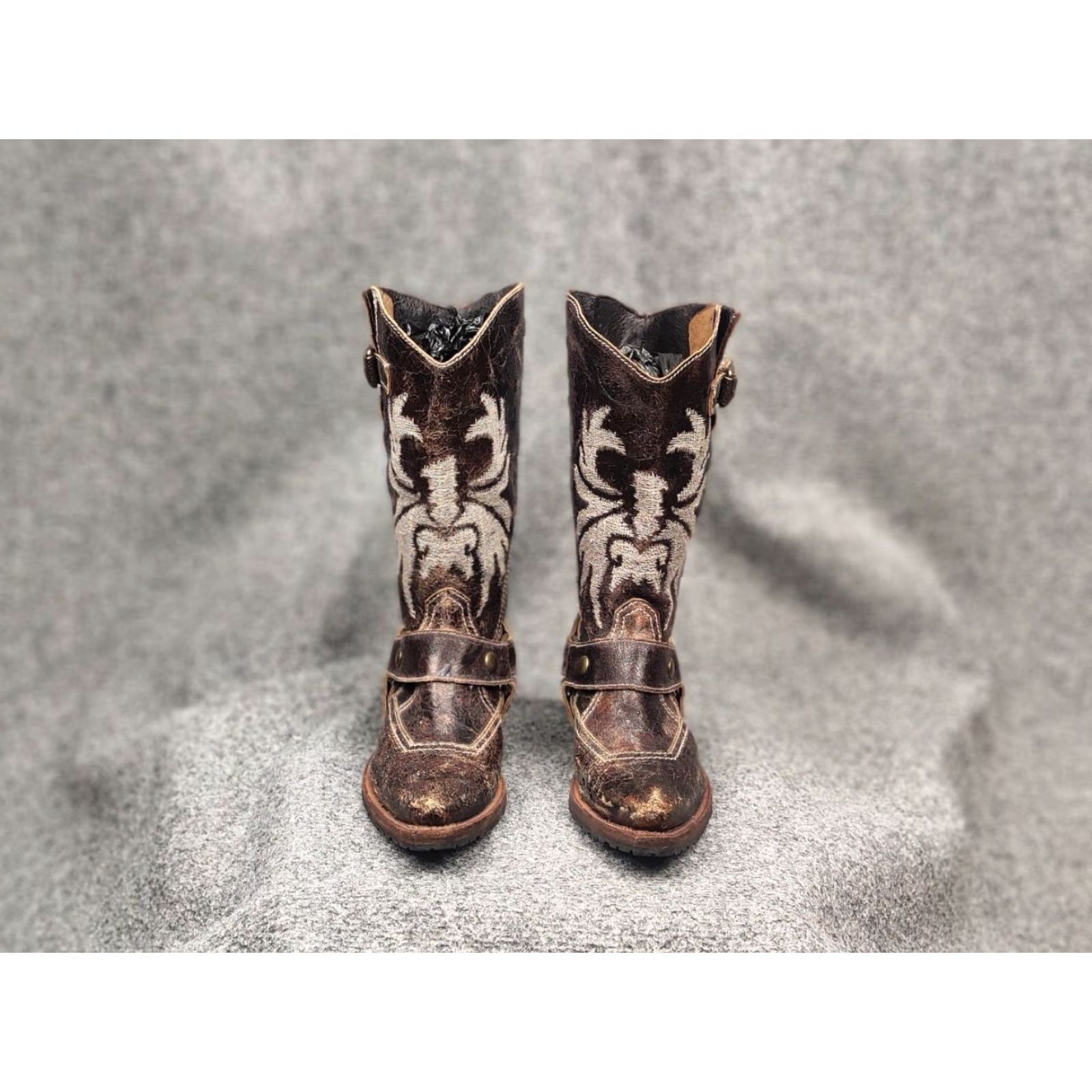 Vintage VINTAGE Sancho Boots Barbados Leather Embroidered Logo Buckle Boot Women 6 Brown 90s Size US 6 / IT 36 - 3 Thumbnail