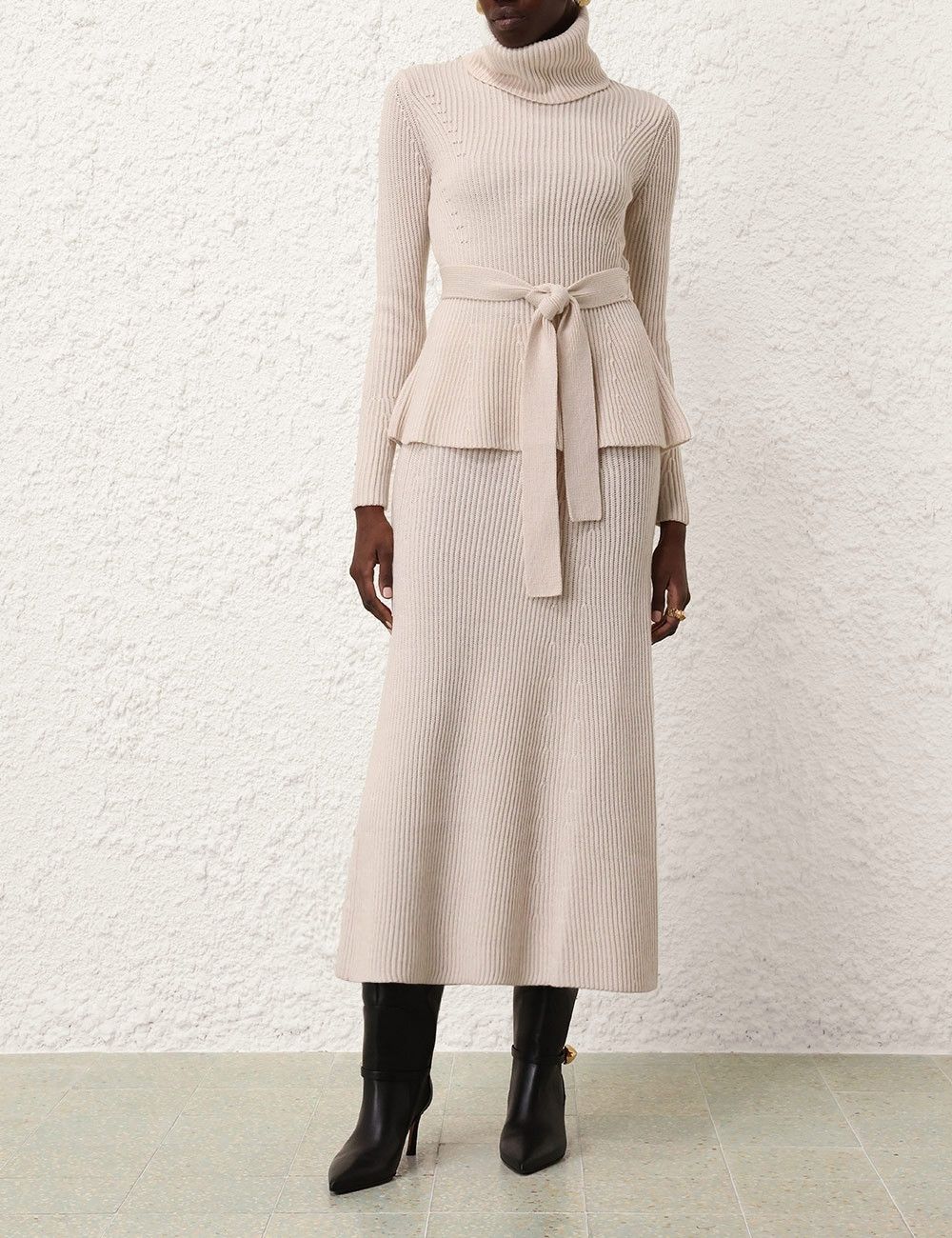 Zimmermann oc11z0825 Illustration Panelled Rib Skirt in Cream Size 28" / US 6 / IT 42 - 2 Thumbnail