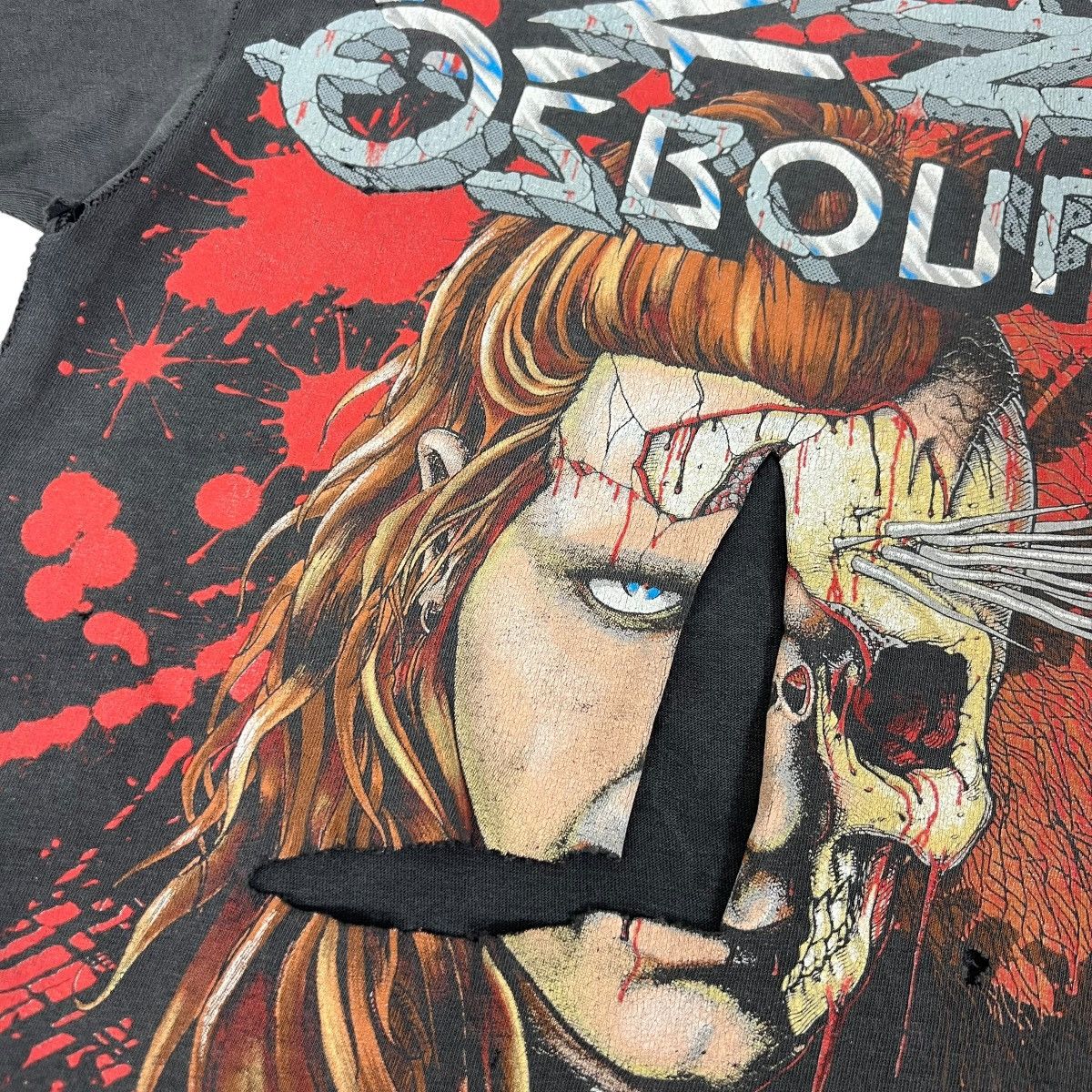 Band Tees × Ozzy Osbourne × Vintage 80s Vintage Ozzy Osbourne Destroyed tee Size US S / EU 44-46 / 1 - 4 Thumbnail