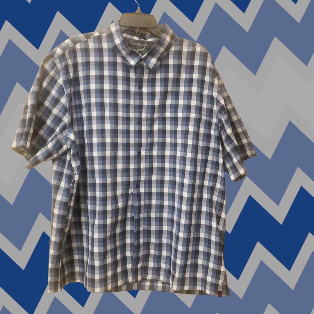 Vintage Woolrich Plaid Button-Up Short Sleeve Shirt XL Men Blue Buffalo Cotton Button-Down Collared Pockets Casual Classic Vintage No Size US XL / EU 56 / 4 - 1 Thumbnail