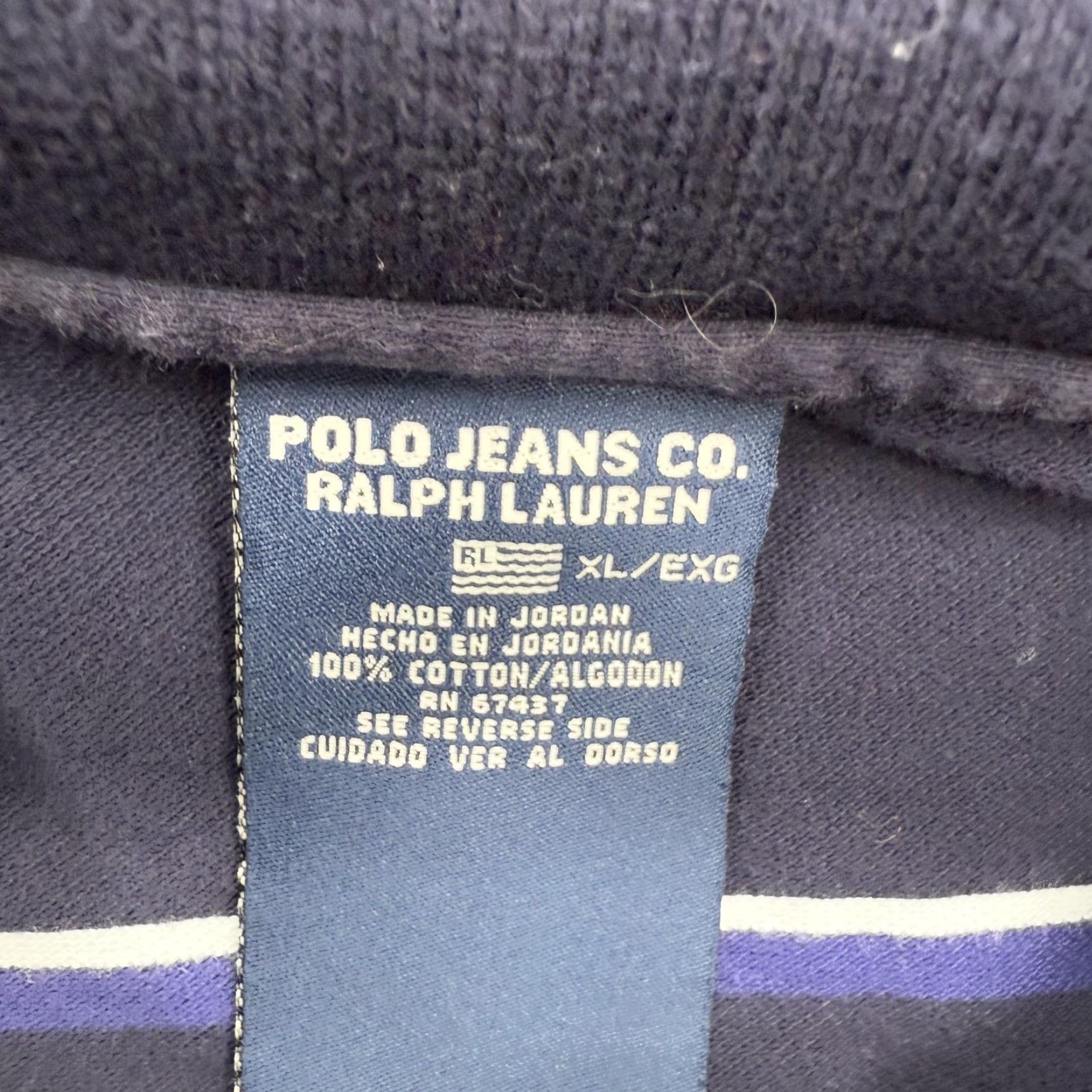 Ralph Lauren Ralph Lauren Polo Shirt Mens XL Navy Blue Striped Short Sleeve Polo Jeans Co Size US XL / EU 56 / 4 - 3 Thumbnail