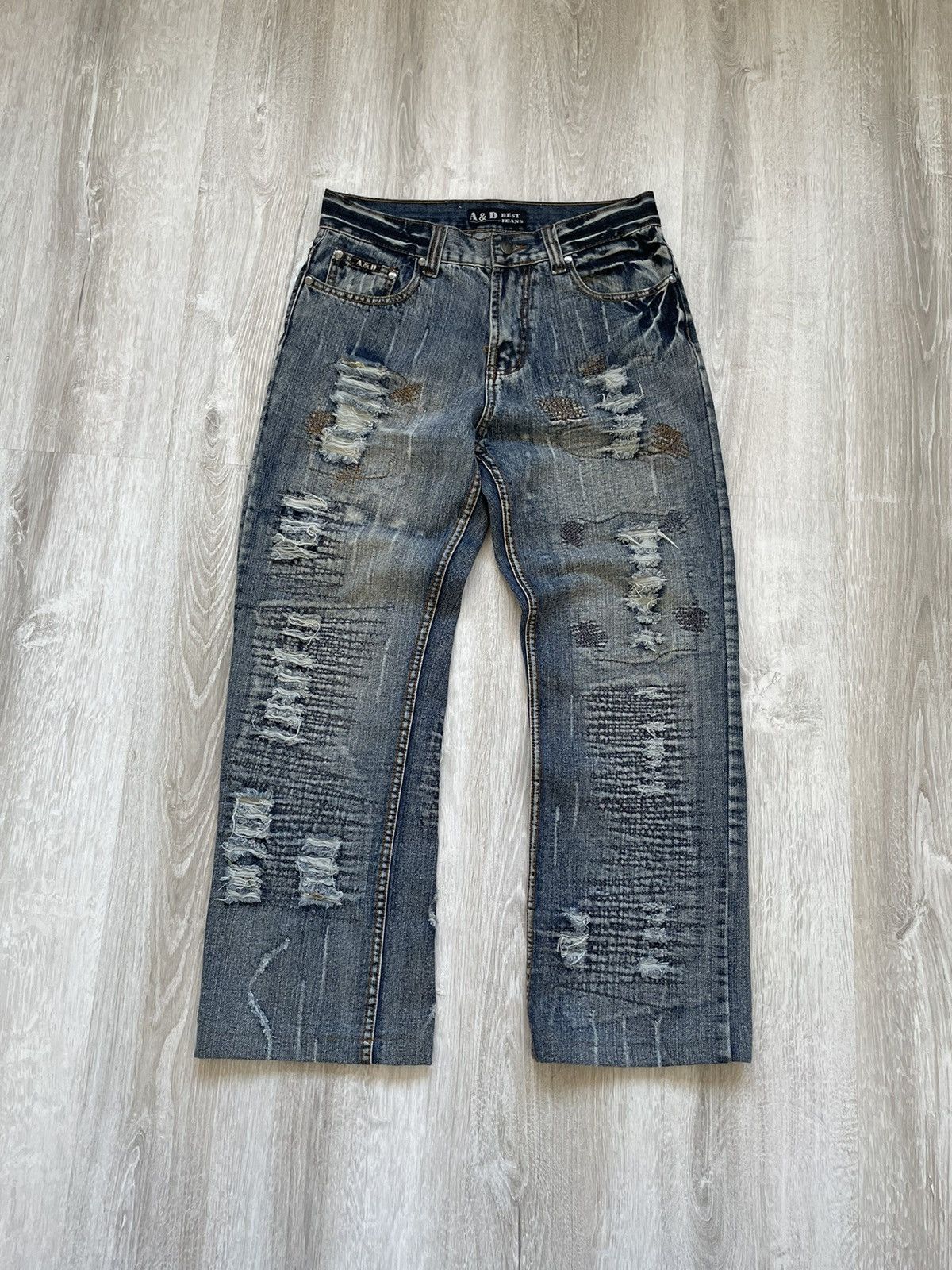 Jean × Vintage Vintage Y2K Distressed Jeans Size US 31 - 1 Thumbnail