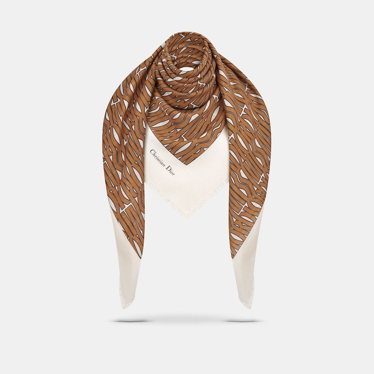 Dior o1bcso1str0226 Size:OS/Allover Shawl in White/Brown Size ONE SIZE - 4 Thumbnail