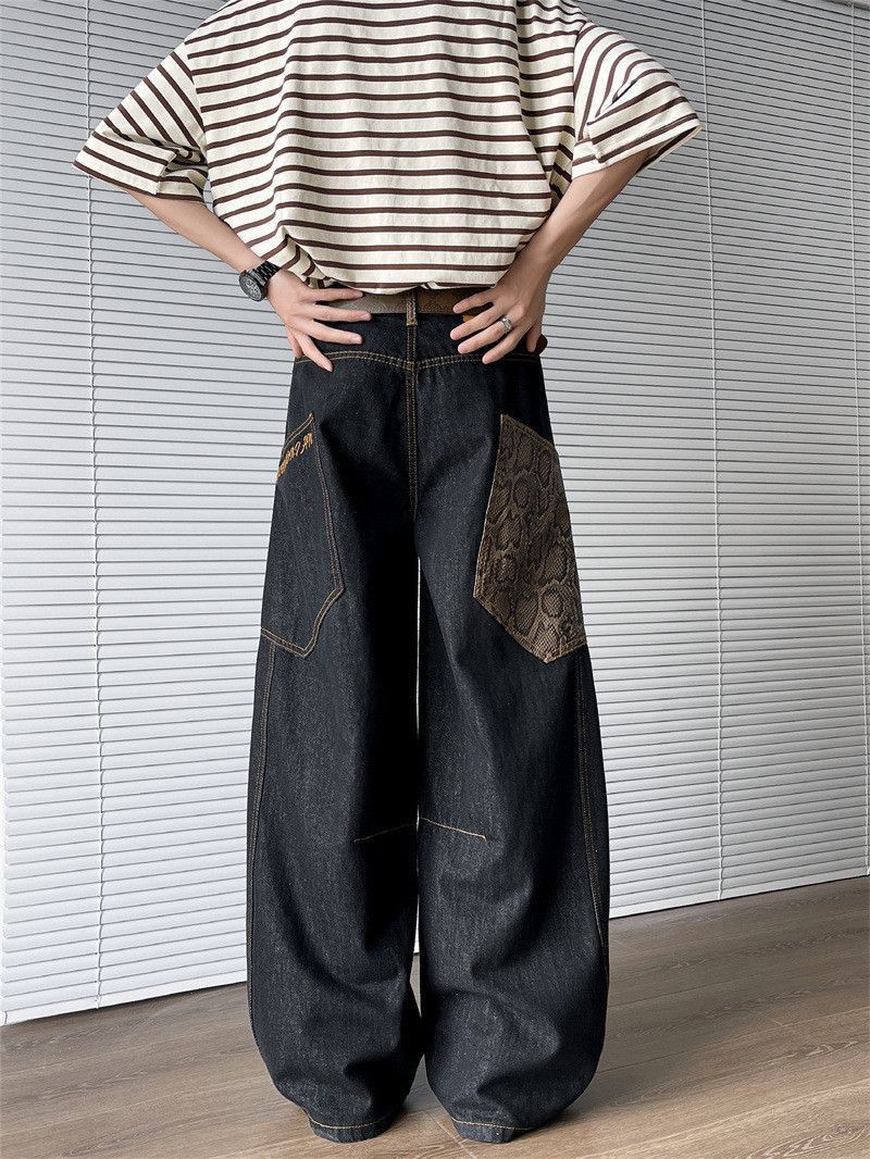 Japanese Brand Retro loose wide leg patchwork jeans Size US 32 / EU 48 - 5 Thumbnail
