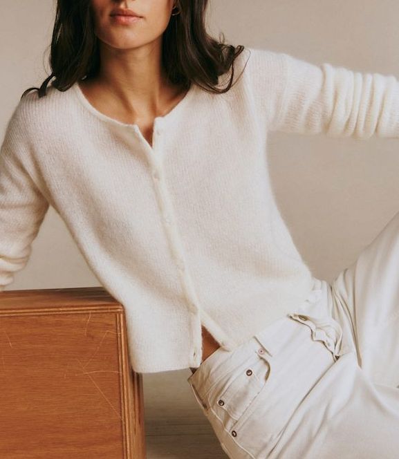 Sezane SÉZANE Gaspard Crop Cardigan Mohair Alpaca Sweater Ecru Size M / US 6-8 / IT 42-44 - 2 Thumbnail