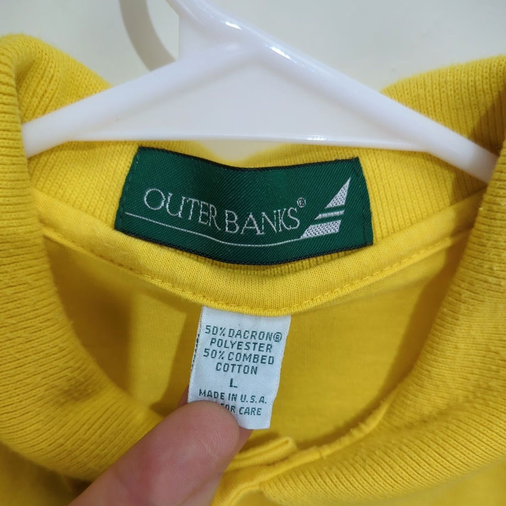 Vintage VINTAGE Outer Banks Motorsports Work Shirt Polo Shirt Men L Yellow Short Sleeve Embroidered Logo 90s Racing Clip Size US L / EU 52-54 / 3 - 2 Thumbnail