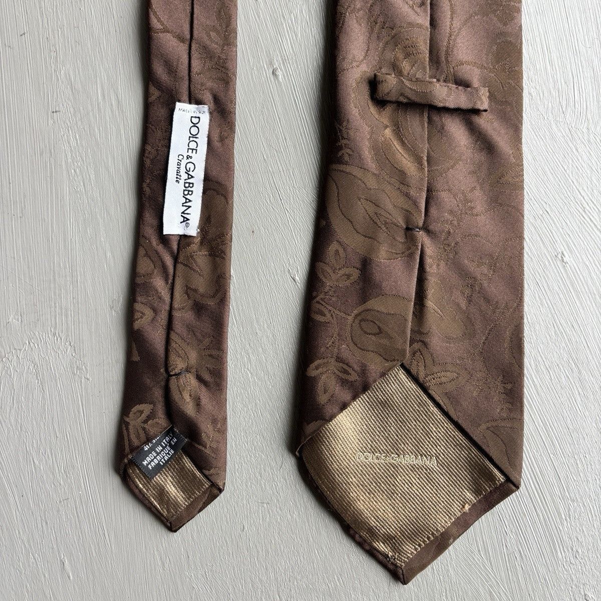 Dolce & Gabbana Dolce & Gabbana Italy 100% Silk Tie Brown Paisley Jacquard H Size ONE SIZE - 5 Thumbnail