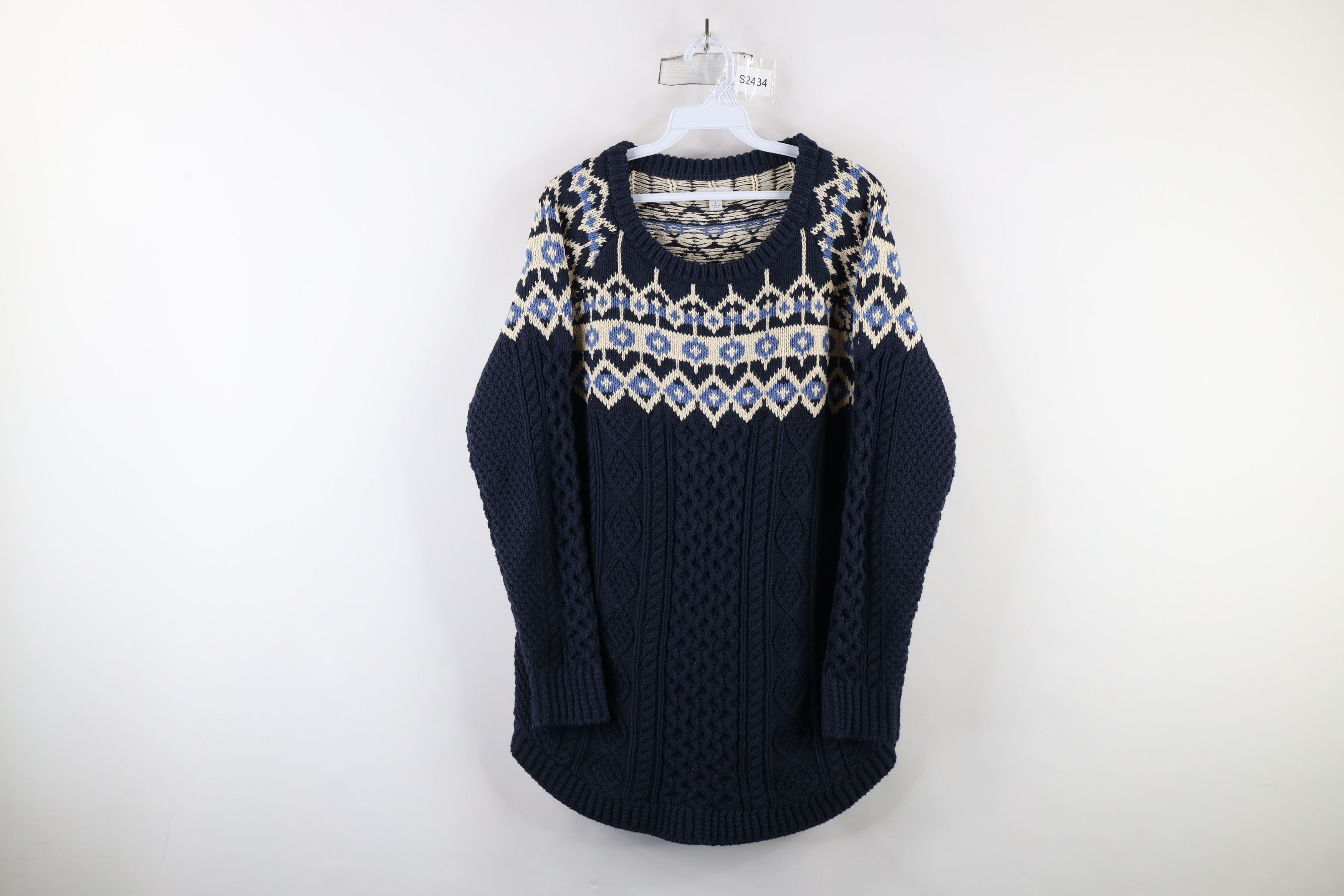 L.L. Bean × Vintage Vintage LL Bean Heavy Fair Isle Chunky Fisherman Sweater Size L / US 10 / IT 46 - 1 Thumbnail