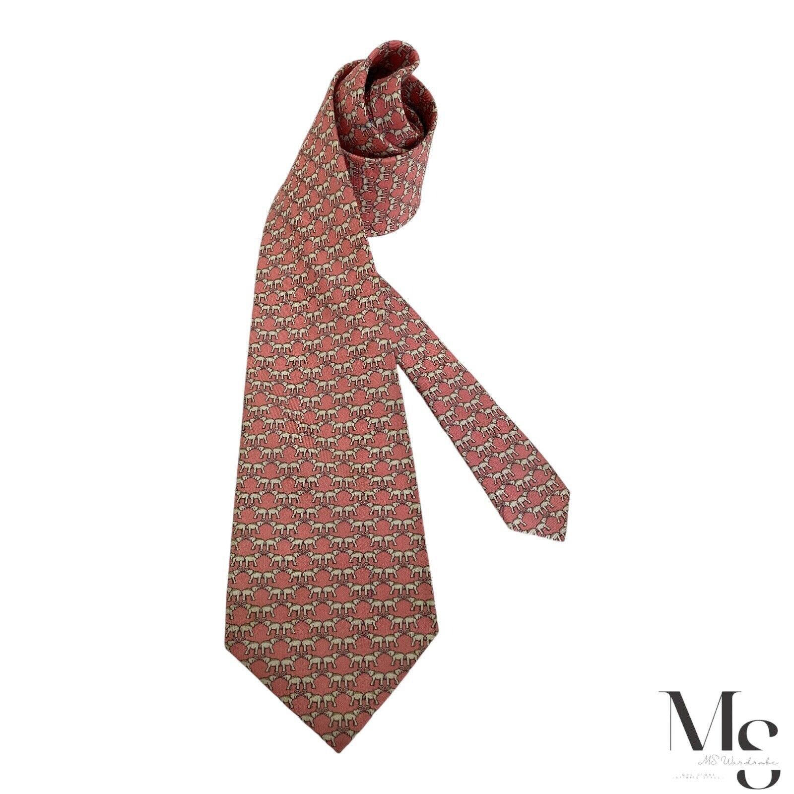 Jim Thompson JIM THOMPSON Pink Elephant Print Silk Tie Made In Thailand W Size ONE SIZE - 2 Thumbnail