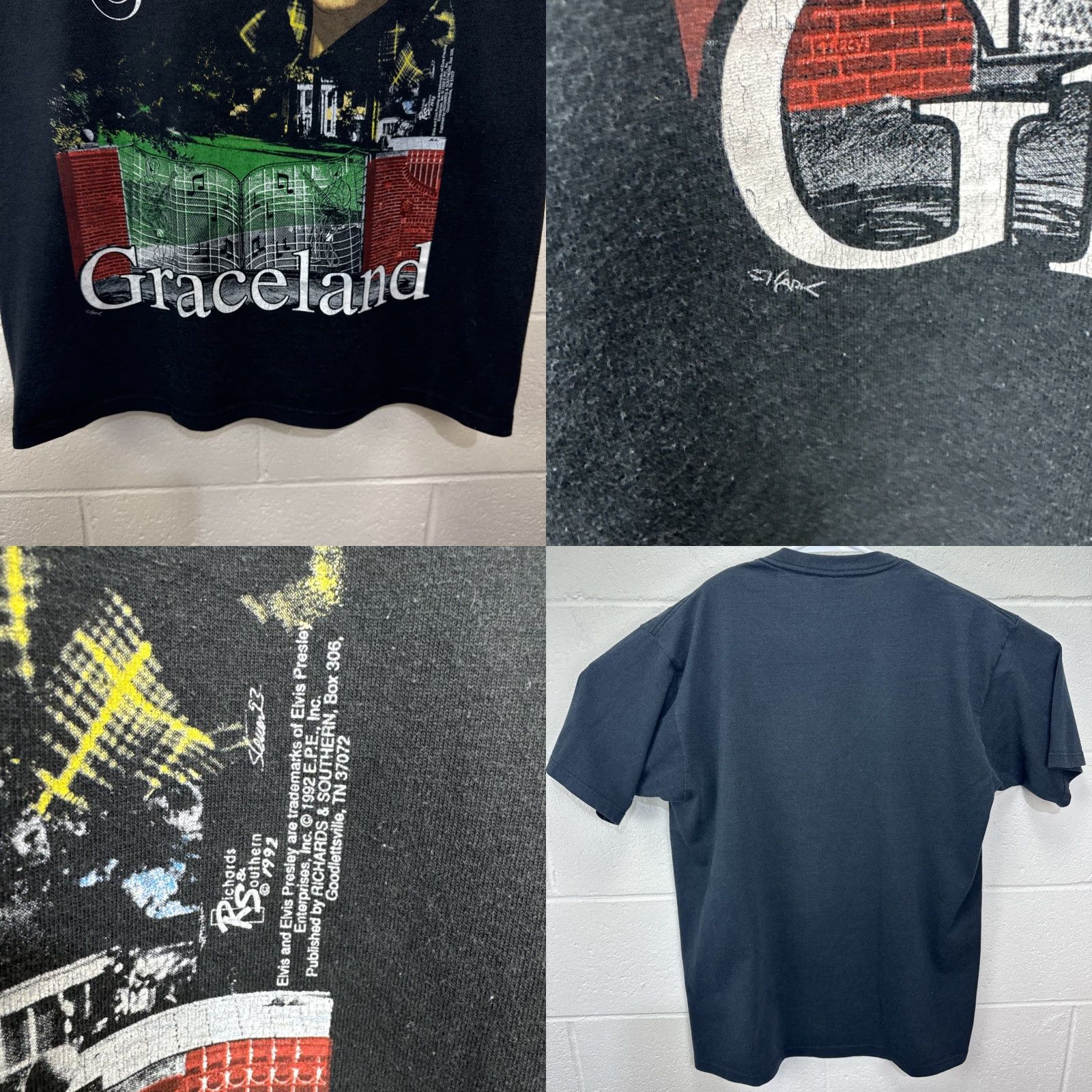 Jerzees Vintage Elvis Presley T-Shirt Mens Large Graceland Art Music Black USA Made Size US L / EU 52-54 / 3 - 8 Thumbnail