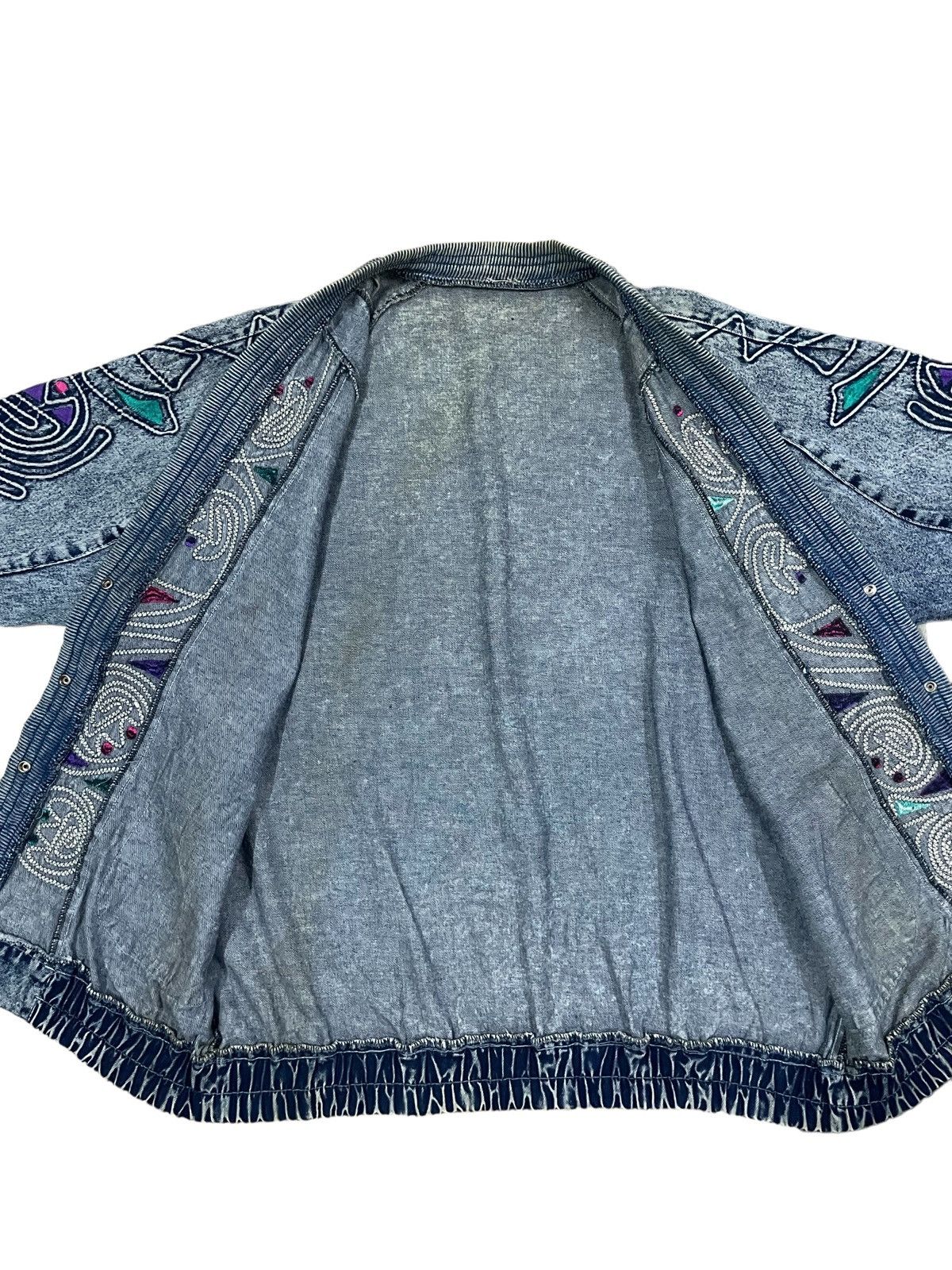 Japanese Brand Vintage Memphis Art Retro Neon Abstract Style Denim Cardigan Size L / US 10 / IT 46 - 11 Thumbnail