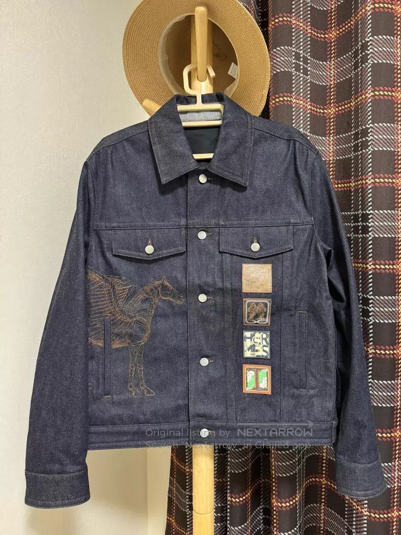 Hermes Hermes Embroidered Denim Jacket, Flying Horse Embroidery, Size US M / EU 48-50 / 2 - 1 Thumbnail