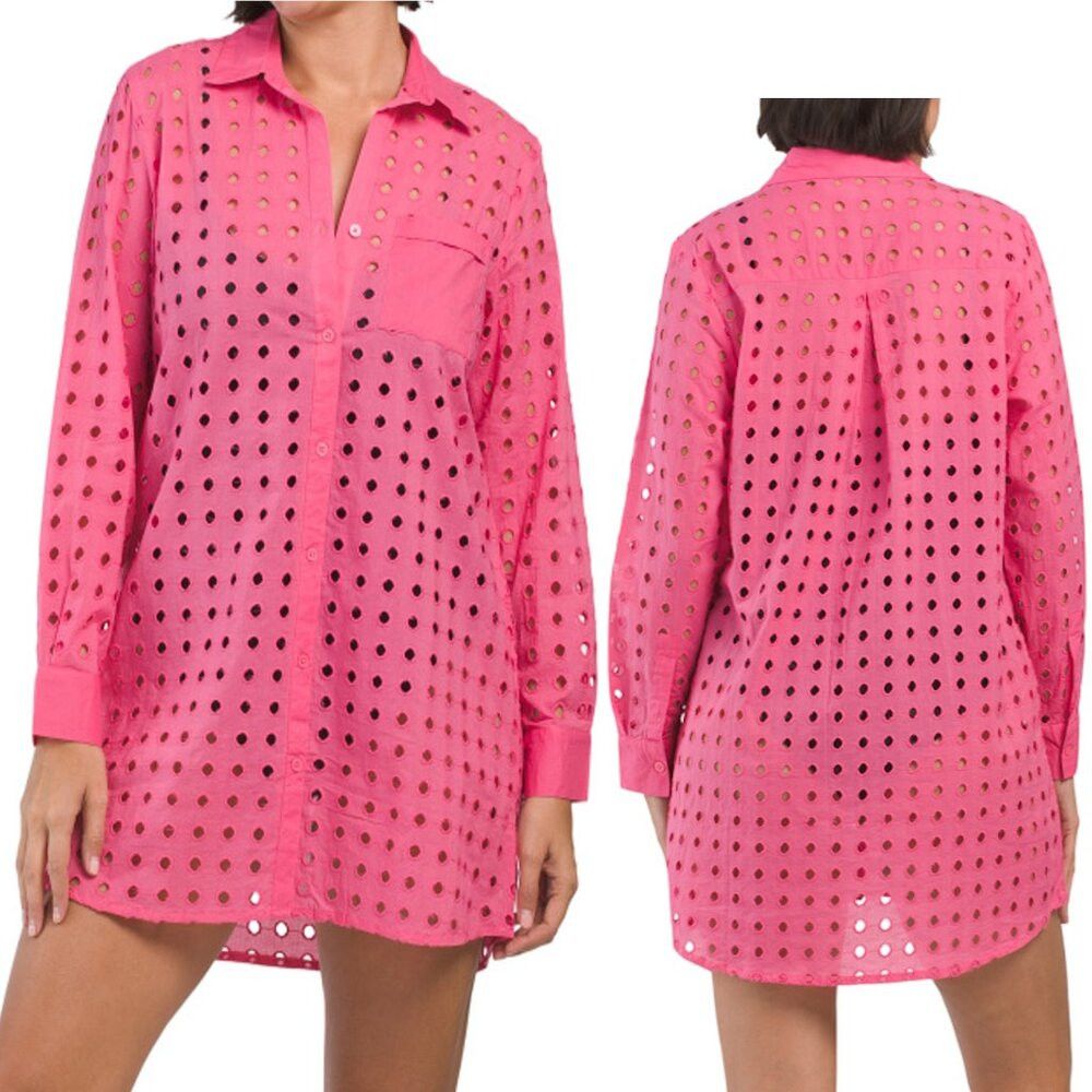 Other NWT New True Destinations Eyelet Long Sleeve Pink Cotton Sh Size XS / US 0-2 / IT 36-38 - 1 Thumbnail