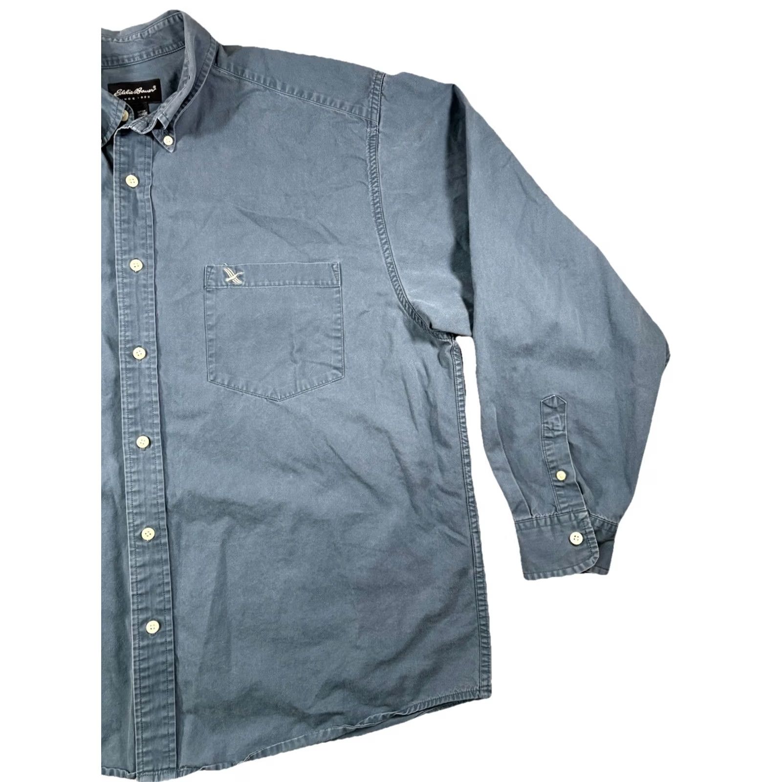 Eddie Bauer VINTAGE Eddie Bauer Shirt Mens XL Button Down Navy Blue Cotton Canvas 90s Classic Pockets Size US XL / EU 56 / 4 - 4 Thumbnail