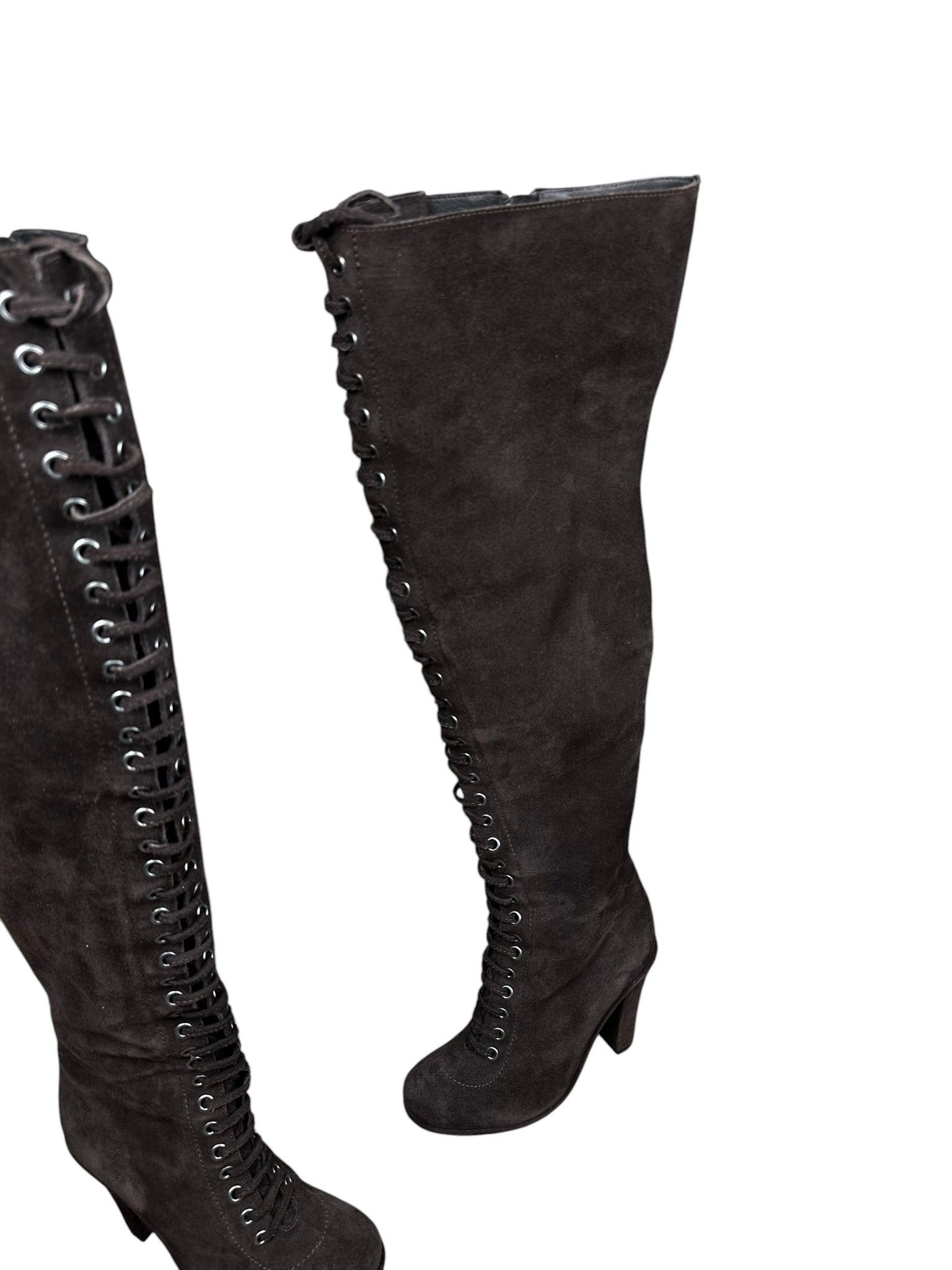 Allsaints Allsaints Stepney Avant Garde Laced Suede Heel Suede Boots Size US 6.5 / IT 36.5 - 5 Thumbnail