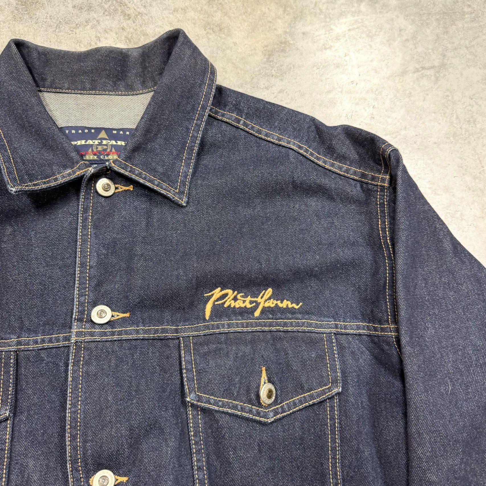 Phat Farm VINTAGE Phat Farm Jacket Mens XL Blue Denim Button Front Hip Hop Logo Varsity Streetwear Size US XL / EU 56 / 4 - 2 Thumbnail