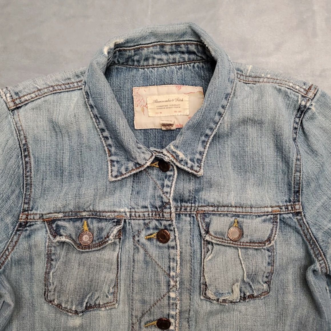 Abercrombie & Fitch VINTAGE Abercrombie & Fitch Jacket Girls L Blue Denim Cropped Distressed Y2K Jacket Women L Blue 90s Retro USA American Size L / US 10 / IT 46 - 5 Thumbnail