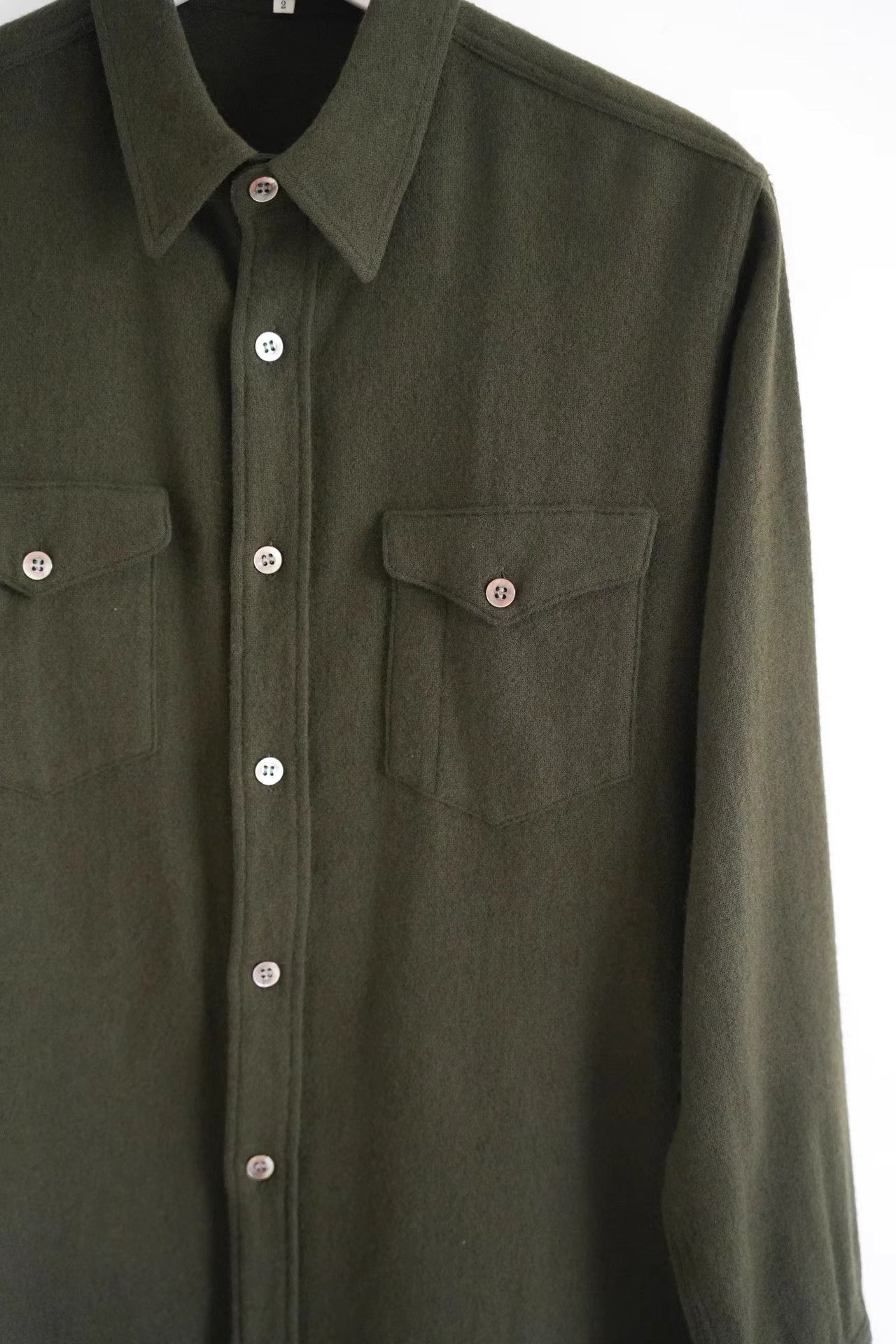 Yohji Yamamoto Yohji Yamamoto 00s Red Label Dark Green Wool Shirt K4 Size US M / EU 48-50 / 2 - 4 Thumbnail