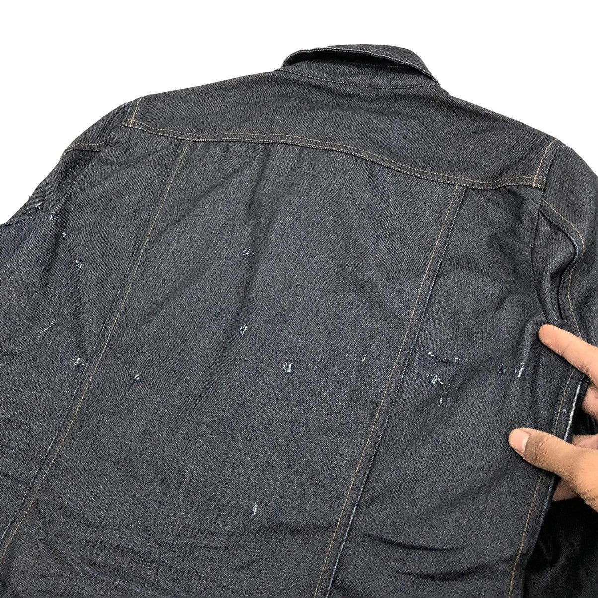 Designer × Japanese Brand 🇯🇵2000s 291295=HOMME Crazy Distressed Denim Jacket Size US L / EU 52-54 / 3 - 15 Thumbnail