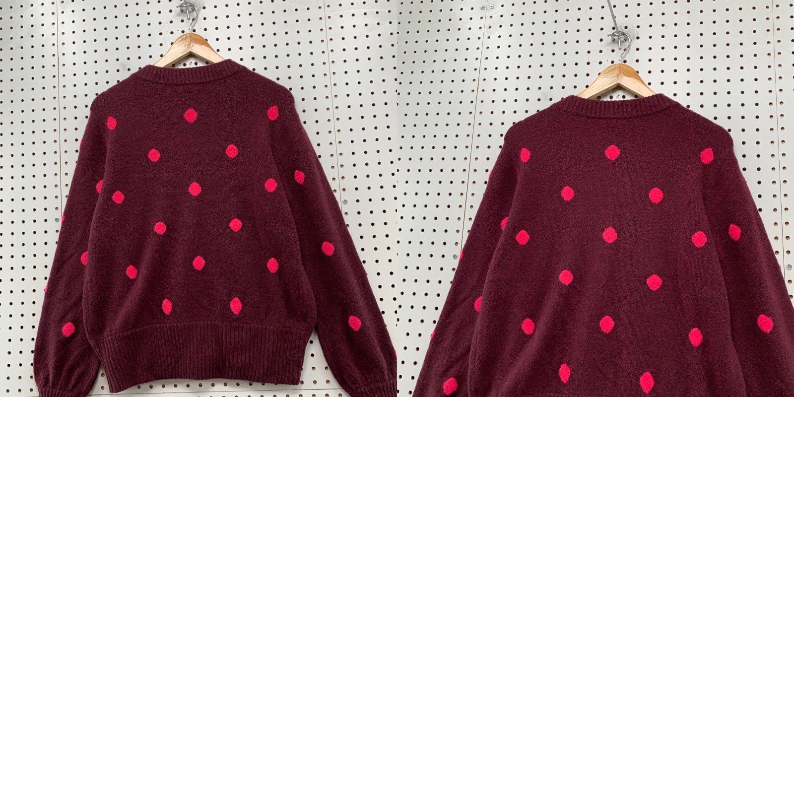 J.Crew J.CREW Wool Sweater Womens Large Burgundy Polka Dot Merino Wool Alpaca Blend Pullover Knitting Crew Neck Casual Winter Fall Red Womens L Sweater Size L / US 10 / IT 46 - 9 Thumbnail