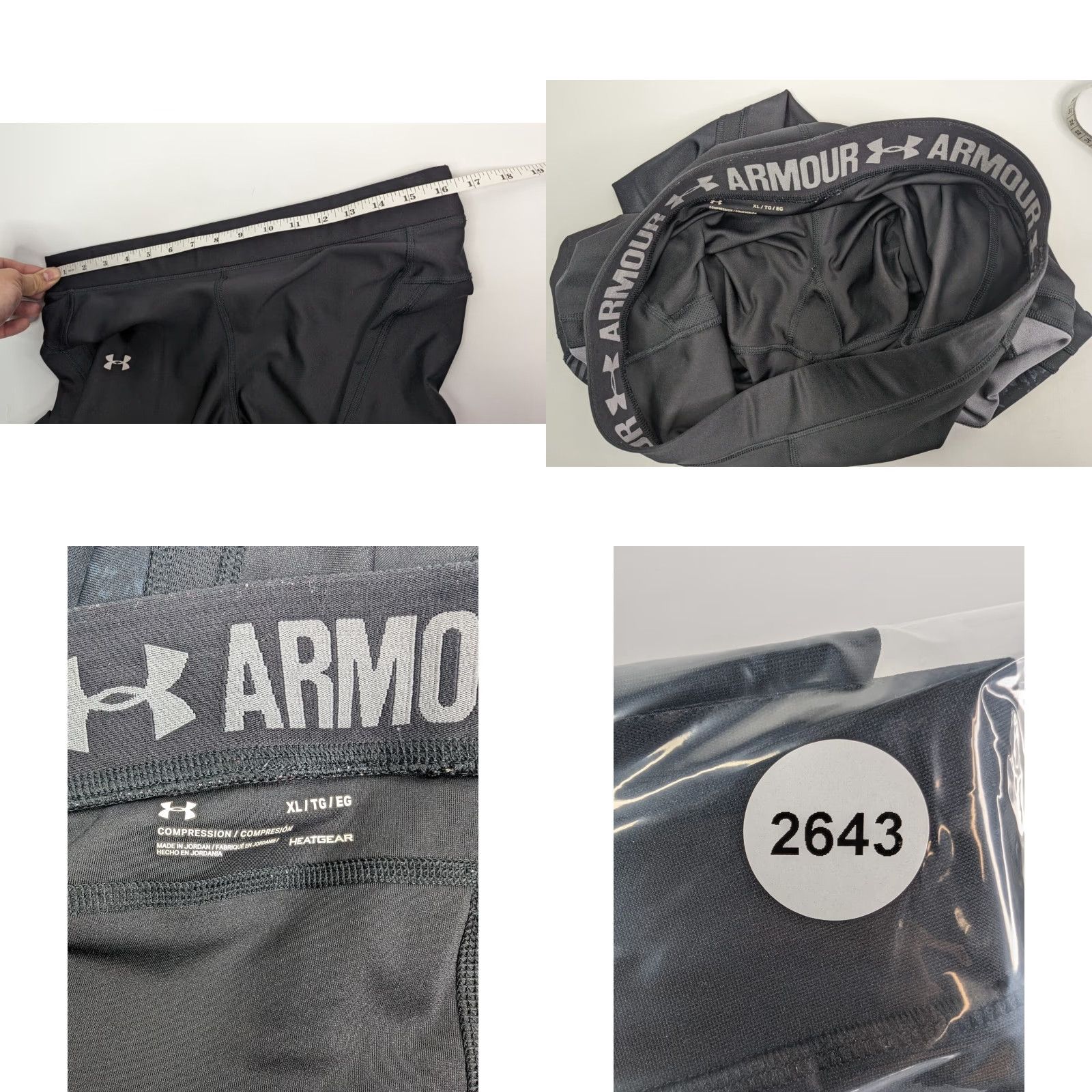 Under Armour VINTAGE? No, it's not vintage. Under Armour Heat Gear Compression Running Leggings XL Black Grey Pattern Women Leggings Size 40" / US 18 - 8 Thumbnail