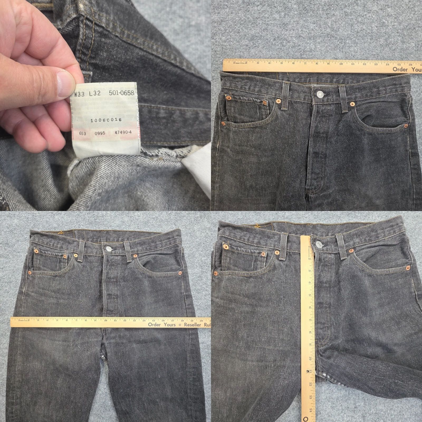 Levi's Vintage Levi'S 501 Jeans Mens - 31 x 29 (US Made) Black Distressed Size US 31 - 9 Thumbnail