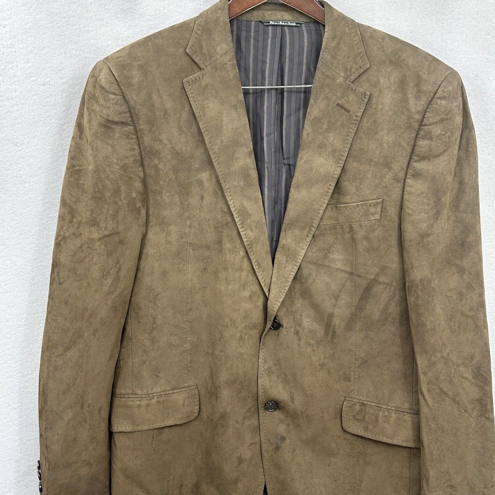 Jack Victor VINTAGE Jack Victor Blazer Mens 42 Brown Notch Lapel Single-Breasted Fabric Wool Blend 90s 2000s Business Mens Size 42R - 2 Thumbnail