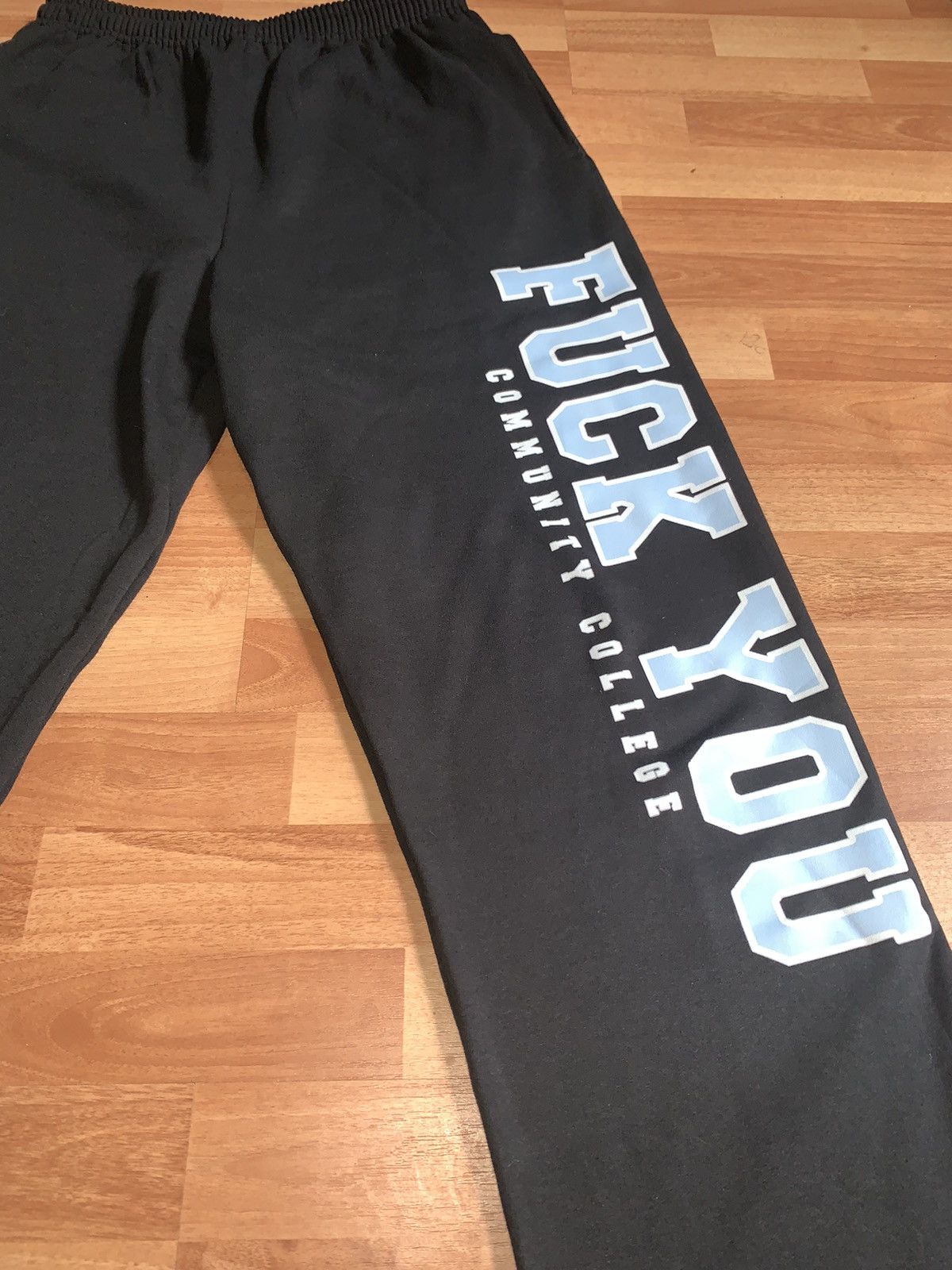 Japanese Brand Black Fuck You College Sweatpants Size US 32 / EU 48 - 2 Thumbnail