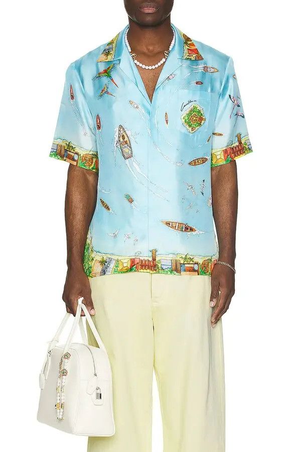 Casablanca o1mle0326 Cuban Collar Short Sleeve Shirt in Multicolor Size US S / EU 44-46 / 1 - 3 Thumbnail