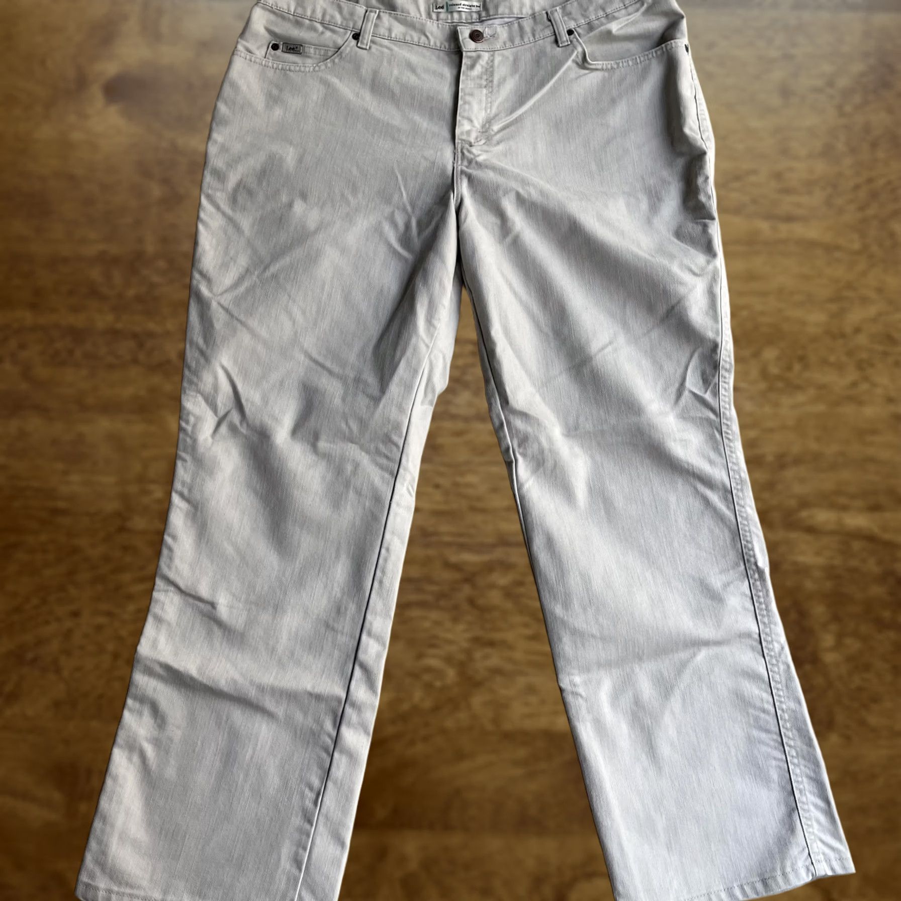 Lee Lee Jeans Womens 20W Beige Relaxed Straight Leg High Rise Stretch Denim Pants Size 42" / US 20 - 1 Thumbnail