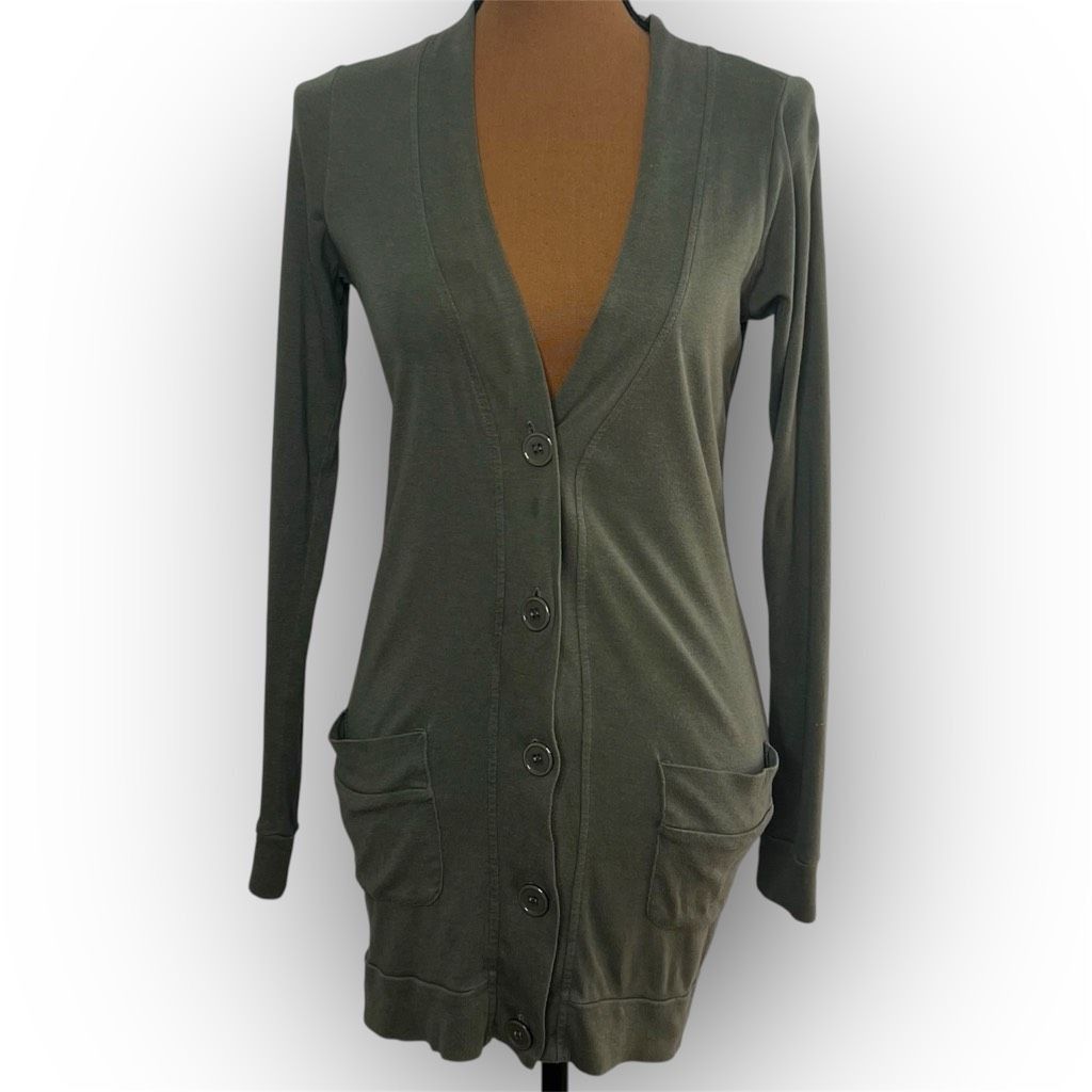 Derek Rose Pink Rose, Olive Green Button Front Cardigan, Button Cinched Size S / US 4 / IT 40 - 13 Thumbnail