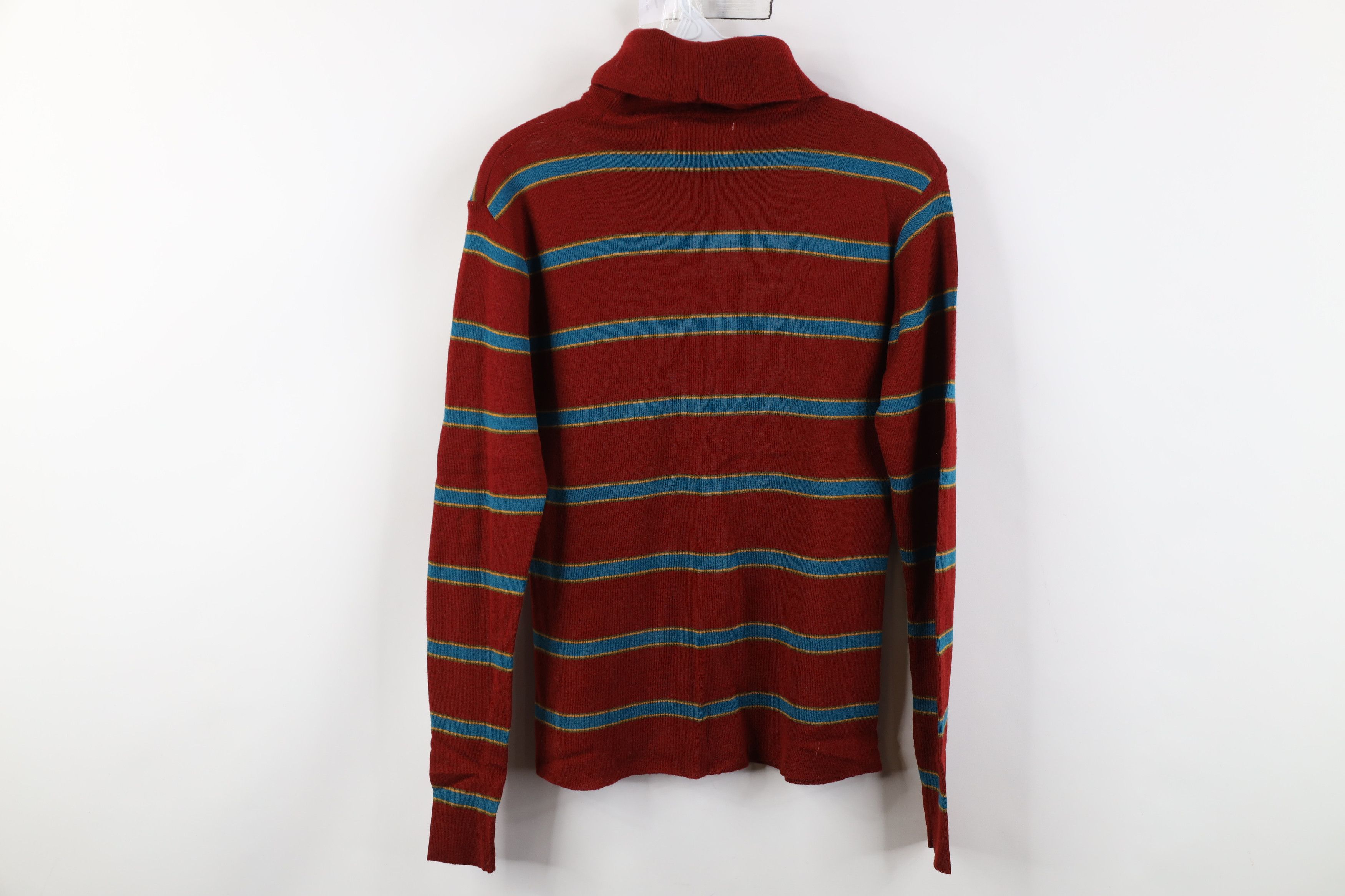 Vintage Vintage 70s Streetwear Blend Knit Striped Turtleneck Sweater Size L / US 10 / IT 46 - 7 Thumbnail